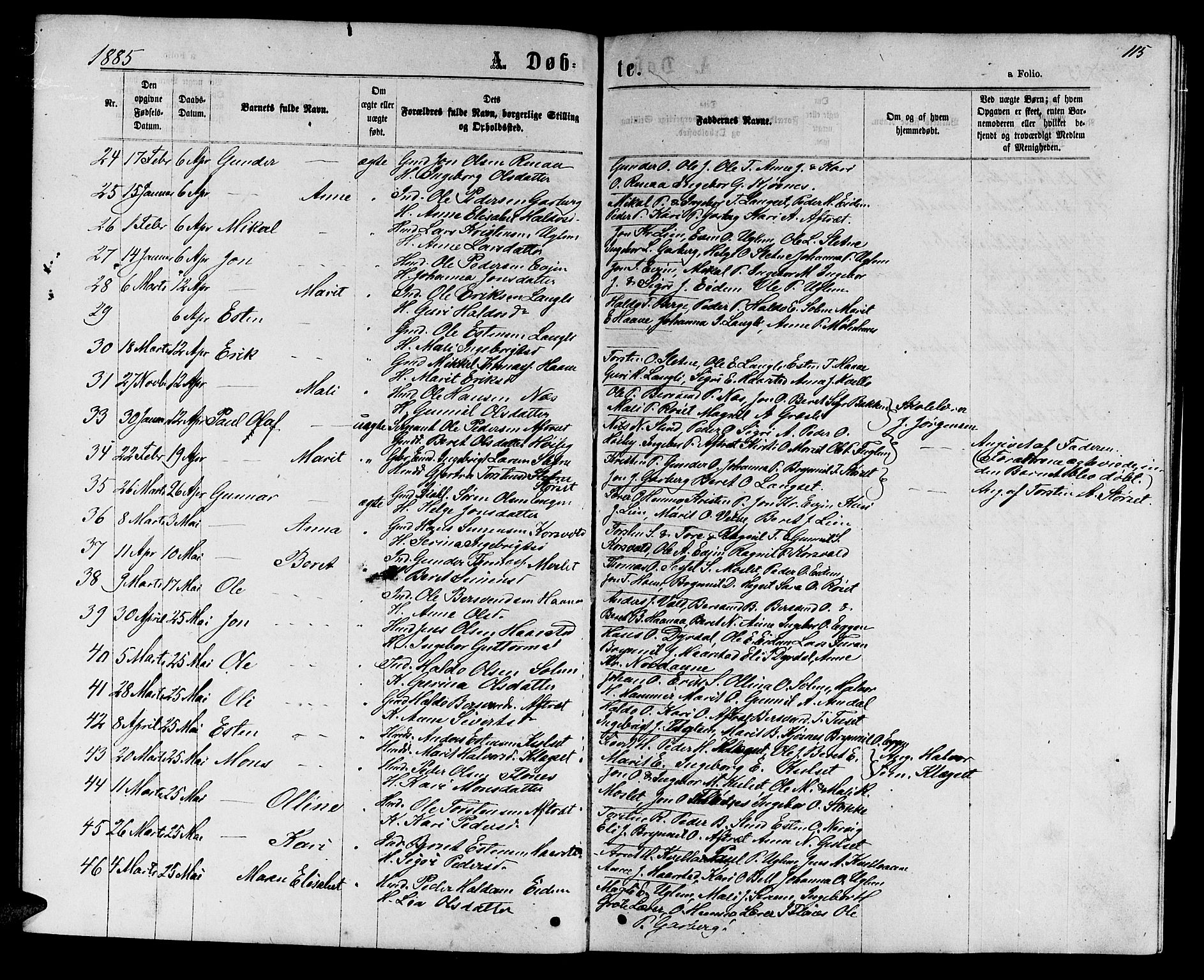 Ministerialprotokoller, klokkerbøker og fødselsregistre - Sør-Trøndelag, SAT/A-1456/695/L1156: Parish register (copy) no. 695C07, 1869-1888, p. 115