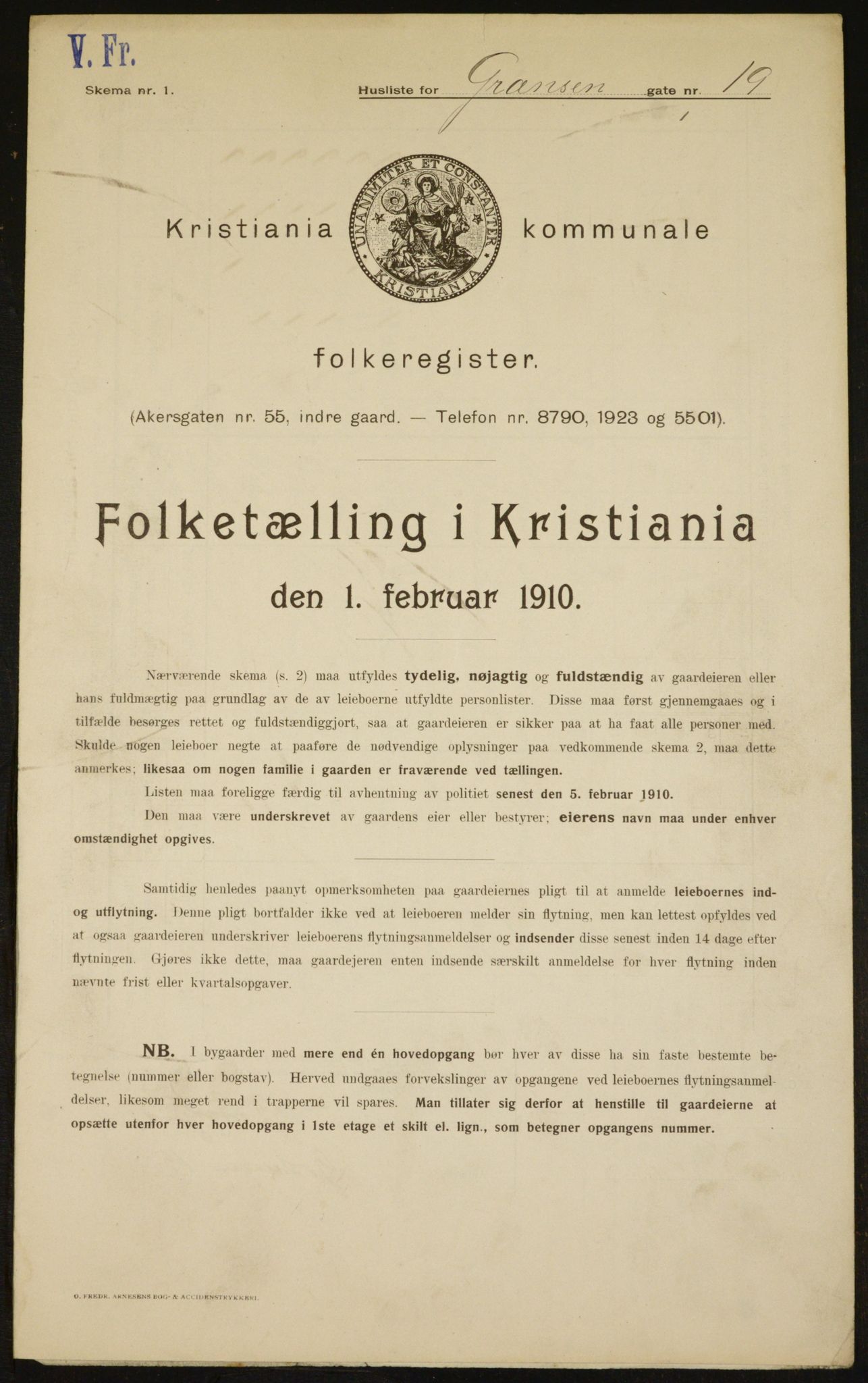 OBA, Municipal Census 1910 for Kristiania, 1910, p. 28370