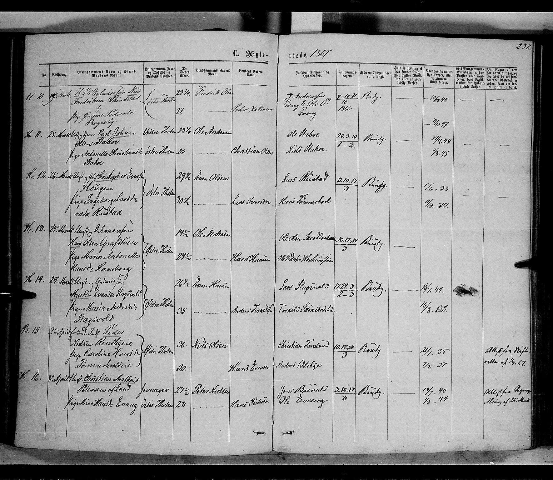 Østre Toten prestekontor, SAH/PREST-104/H/Ha/Haa/L0005: Parish register (official) no. 5, 1866-1877, p. 238