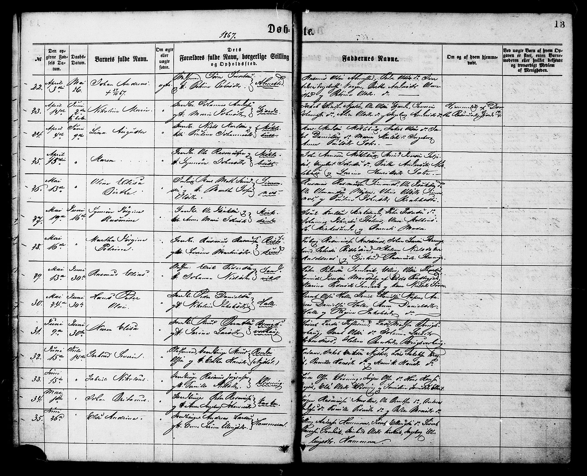 Ministerialprotokoller, klokkerbøker og fødselsregistre - Møre og Romsdal, AV/SAT-A-1454/503/L0035: Parish register (official) no. 503A03, 1865-1884, p. 13