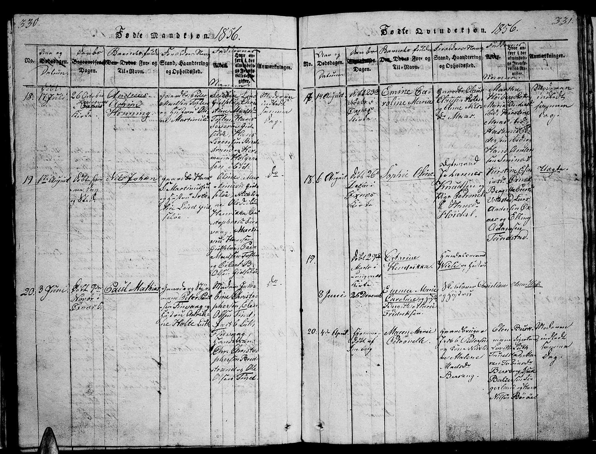 Ministerialprotokoller, klokkerbøker og fødselsregistre - Nordland, AV/SAT-A-1459/893/L1346: Parish register (copy) no. 893C01, 1820-1858, p. 330-331