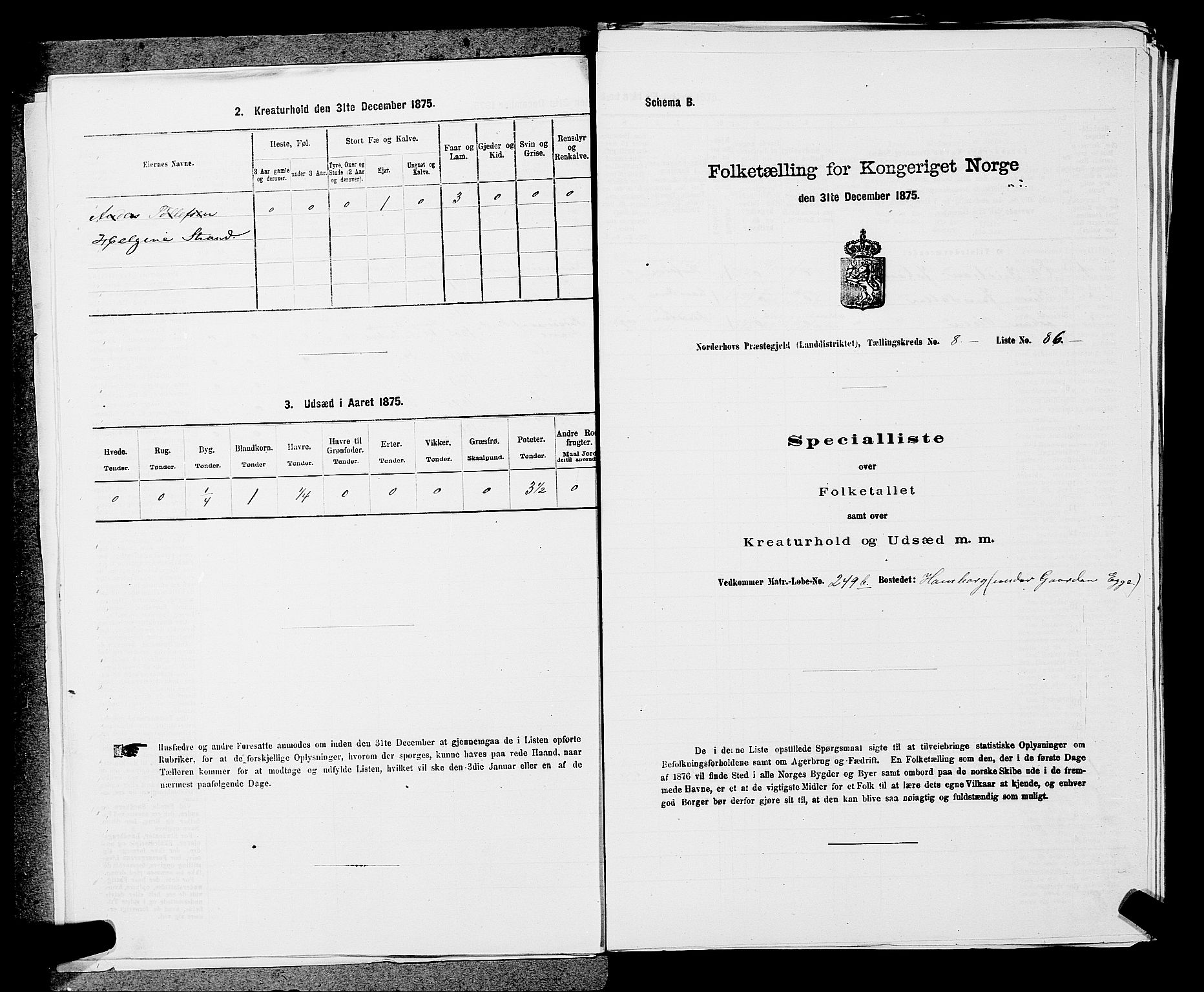 SAKO, 1875 census for 0613L Norderhov/Norderhov, Haug og Lunder, 1875, p. 1504