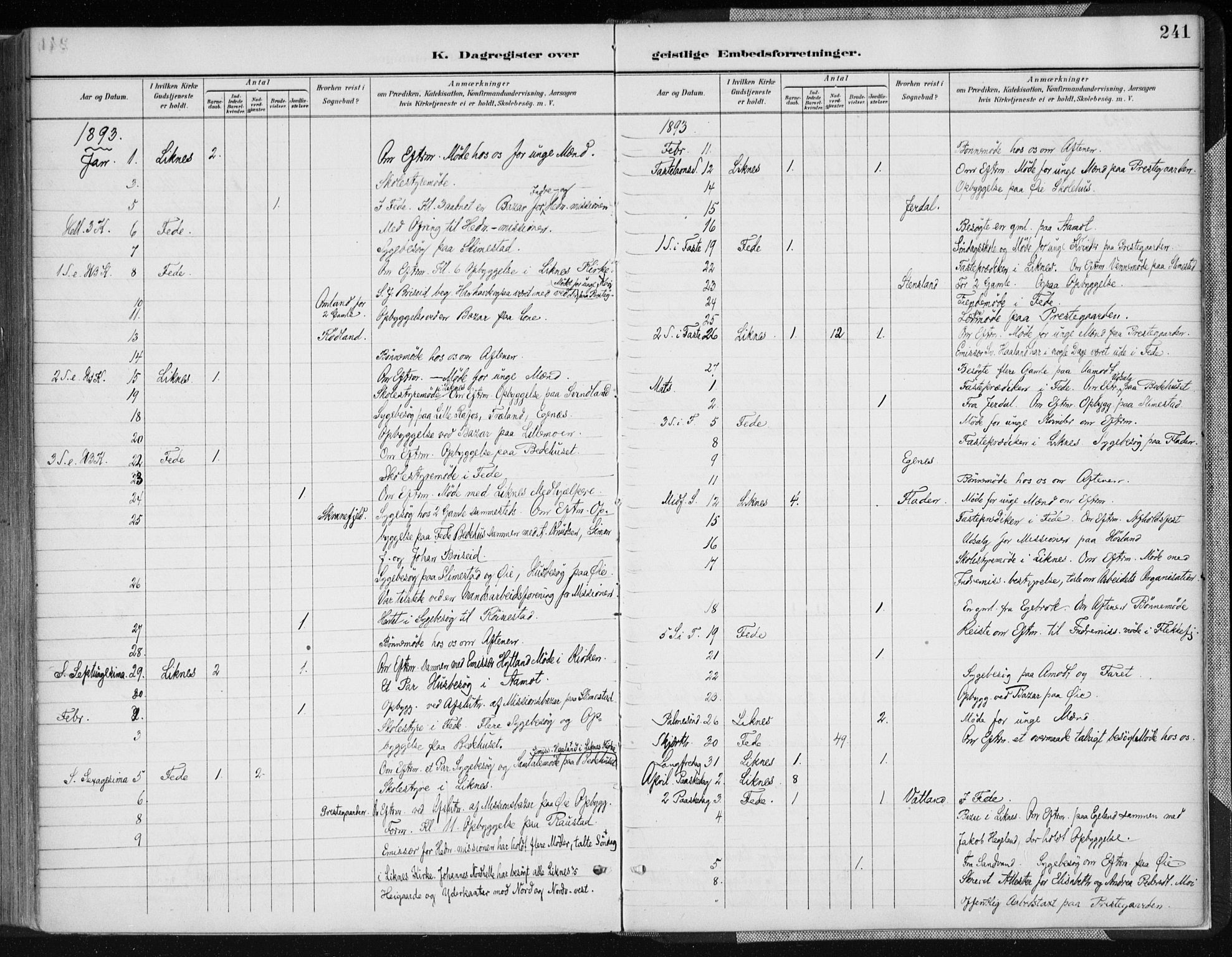 Kvinesdal sokneprestkontor, AV/SAK-1111-0026/F/Fa/Fab/L0008: Parish register (official) no. A 8, 1886-1897, p. 241