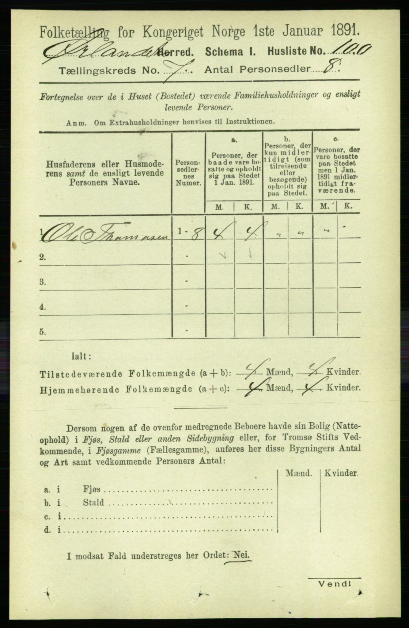 RA, 1891 census for 1621 Ørland, 1891, p. 2464