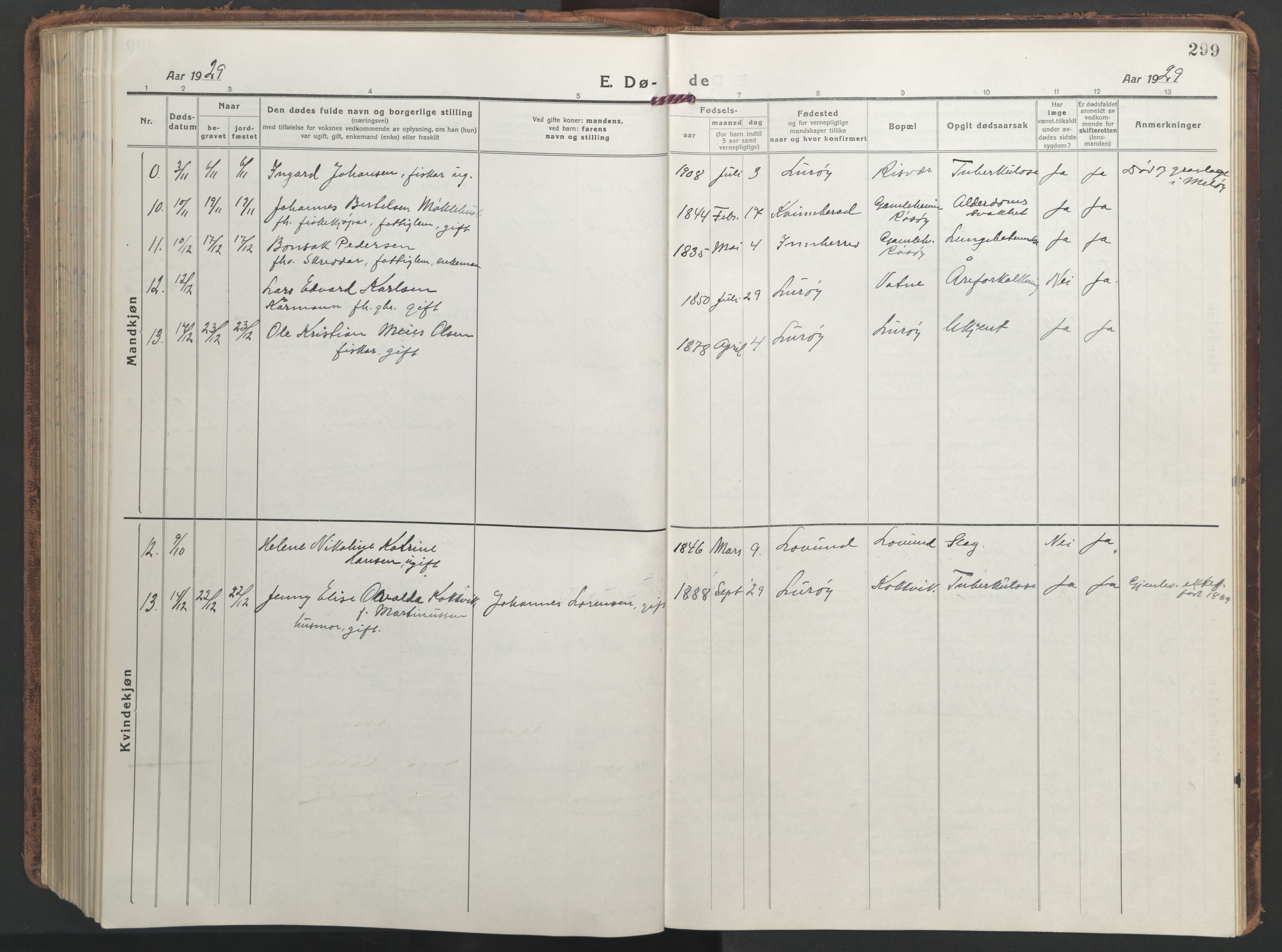 Ministerialprotokoller, klokkerbøker og fødselsregistre - Nordland, AV/SAT-A-1459/839/L0574: Parish register (copy) no. 839C04, 1918-1950, p. 299