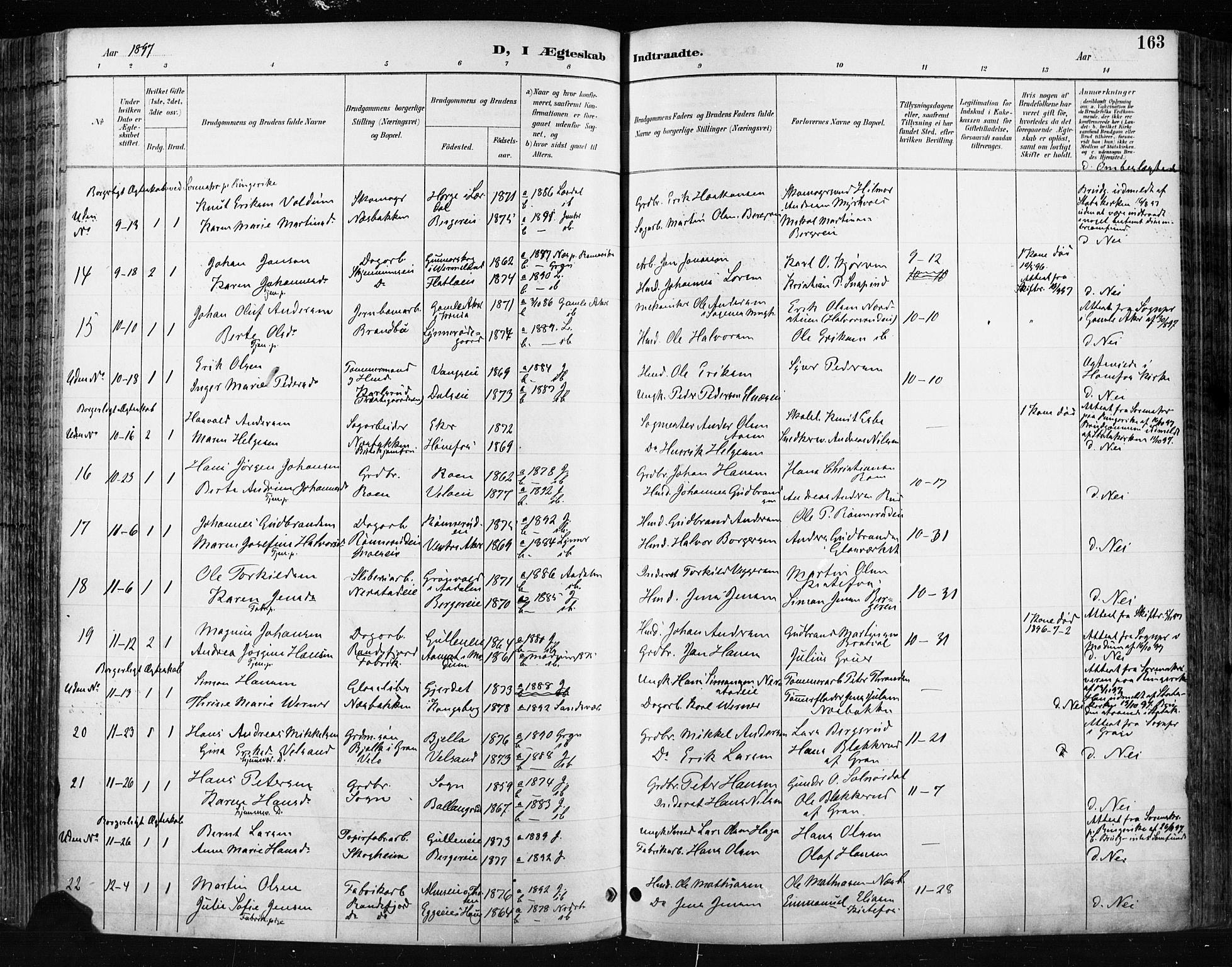 Jevnaker prestekontor, SAH/PREST-116/H/Ha/Haa/L0009: Parish register (official) no. 9, 1891-1901, p. 163