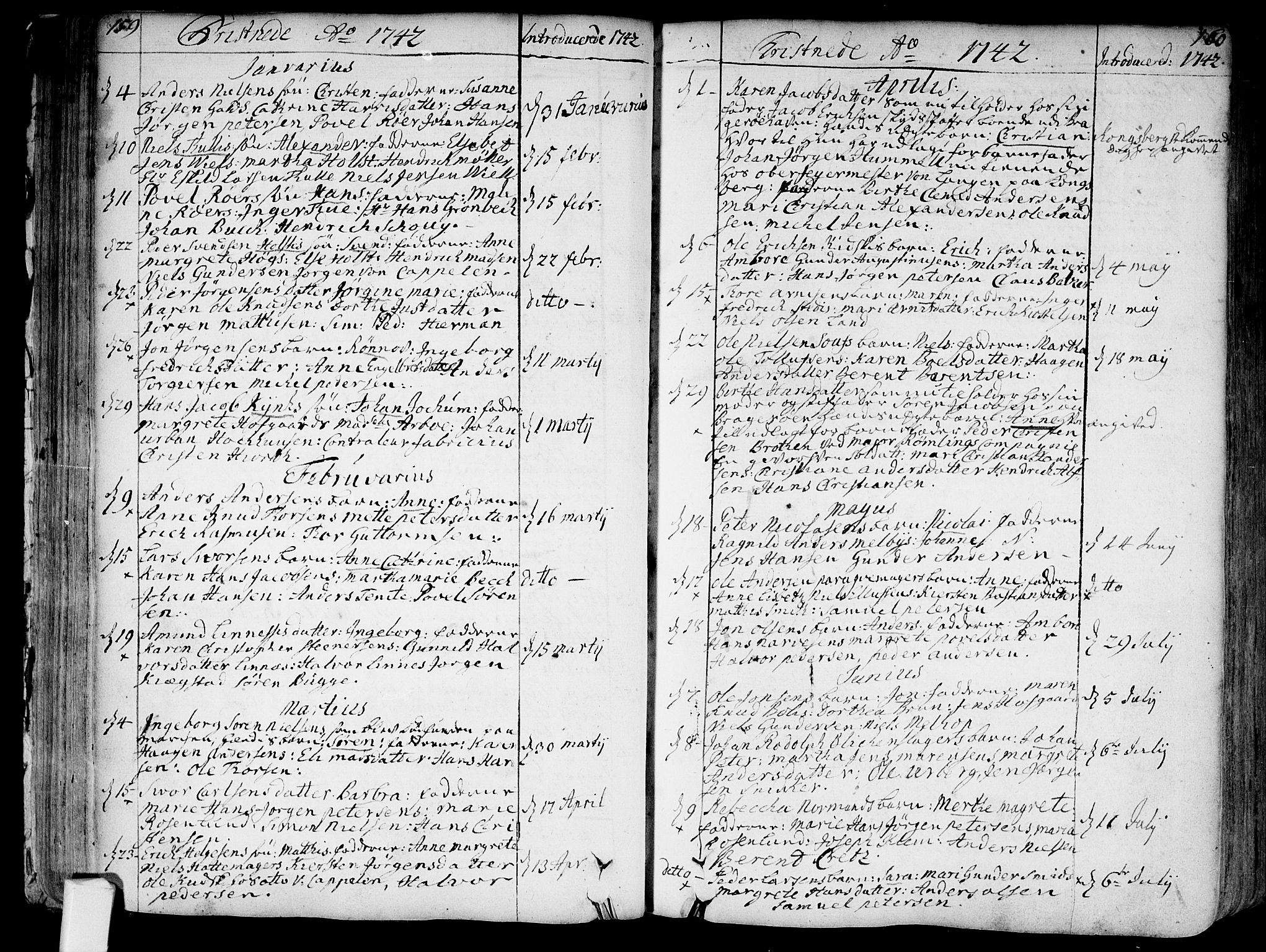 Bragernes kirkebøker, AV/SAKO-A-6/F/Fa/L0004: Parish register (official) no. I 4, 1734-1759, p. 159-160