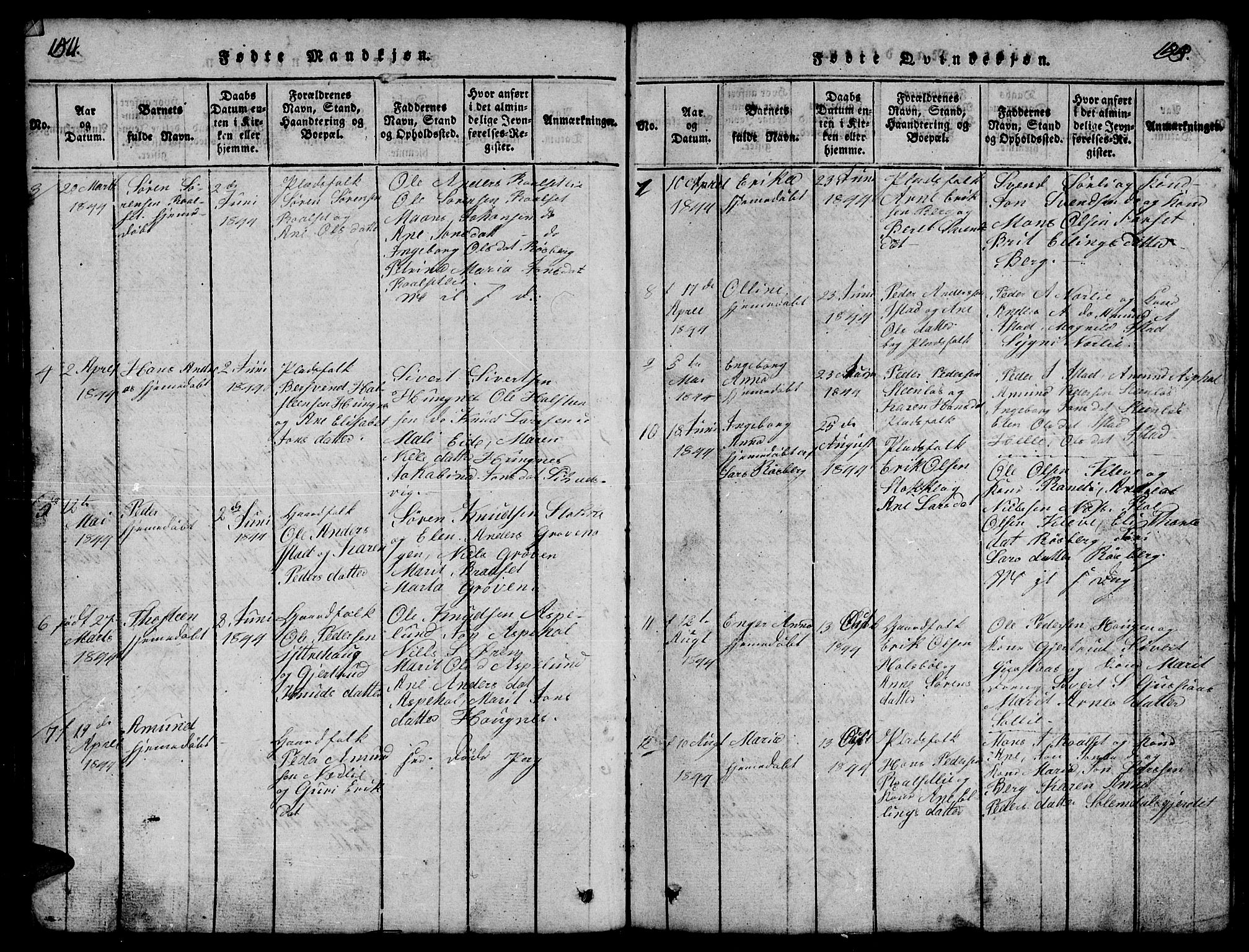 Ministerialprotokoller, klokkerbøker og fødselsregistre - Møre og Romsdal, SAT/A-1454/557/L0683: Parish register (copy) no. 557C01, 1818-1862, p. 154-155