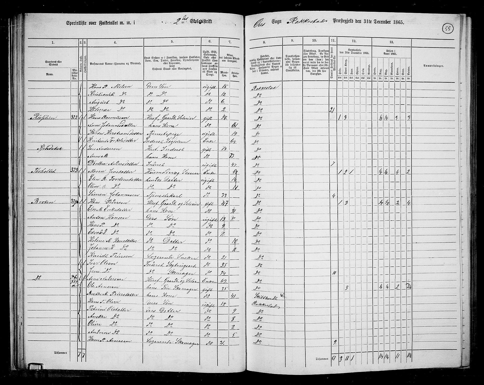 RA, 1865 census for Rakkestad, 1865, p. 54