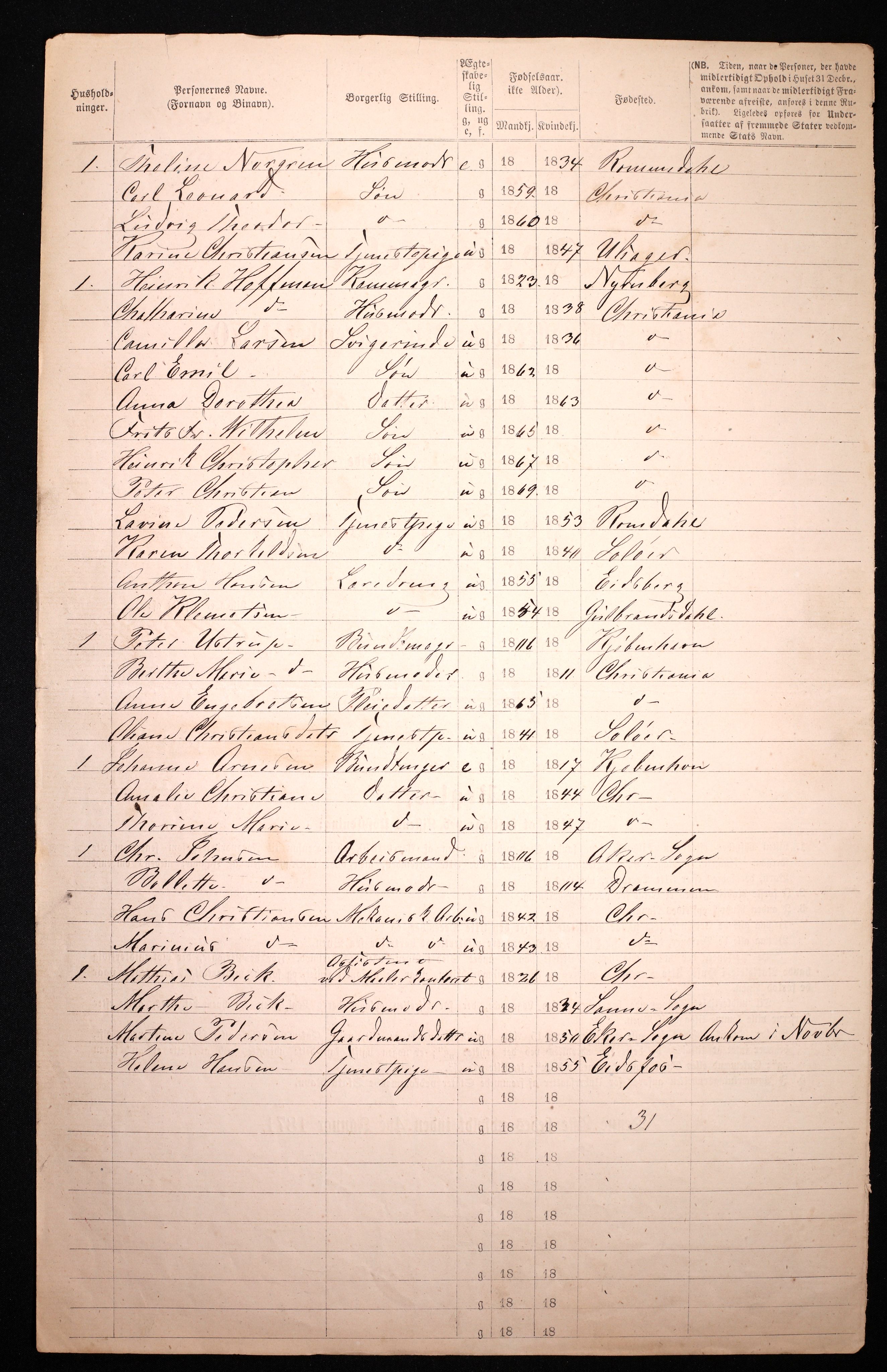 RA, 1870 census for 0301 Kristiania, 1870, p. 751