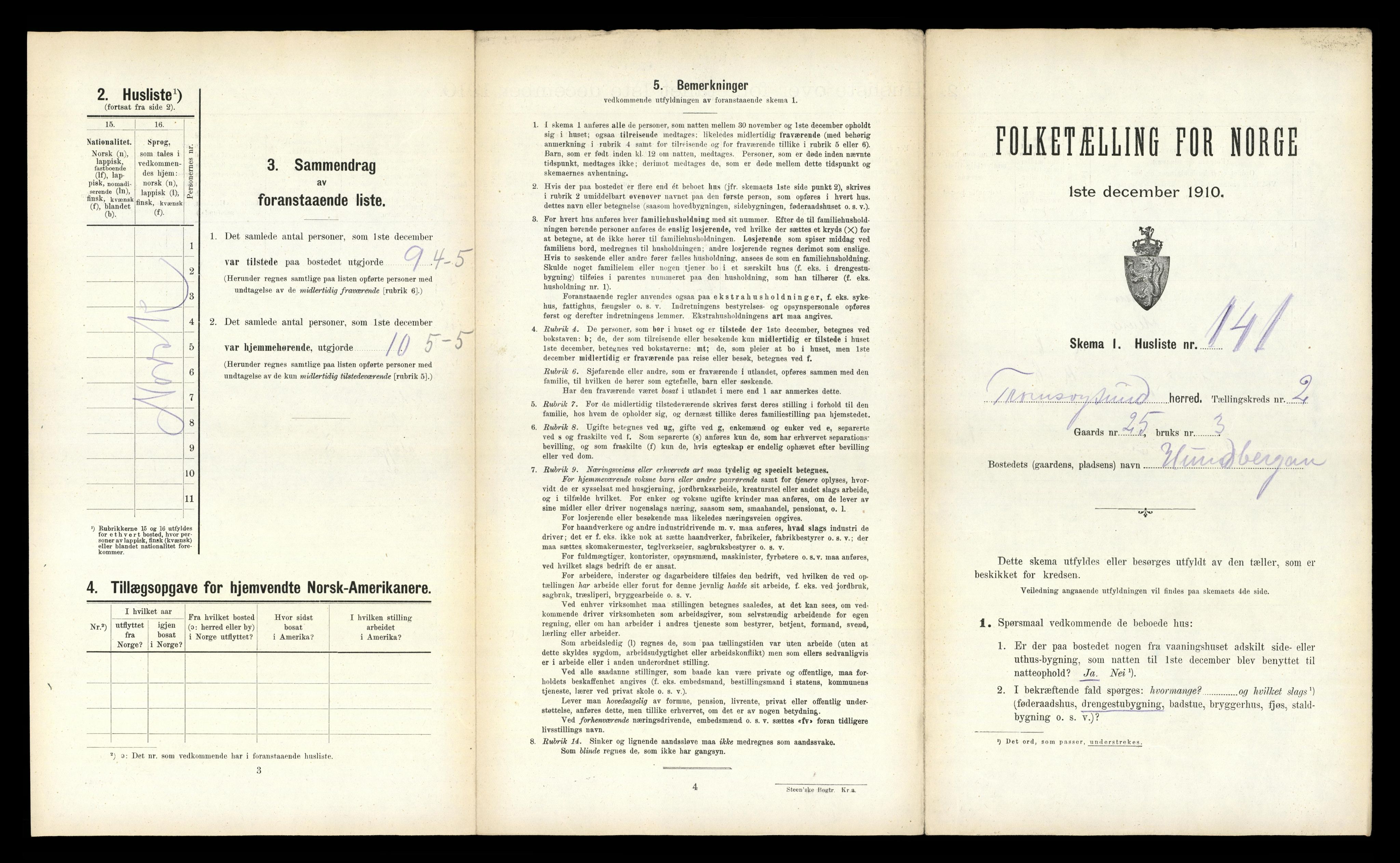 RA, 1910 census for Tromsøysund, 1910, p. 663