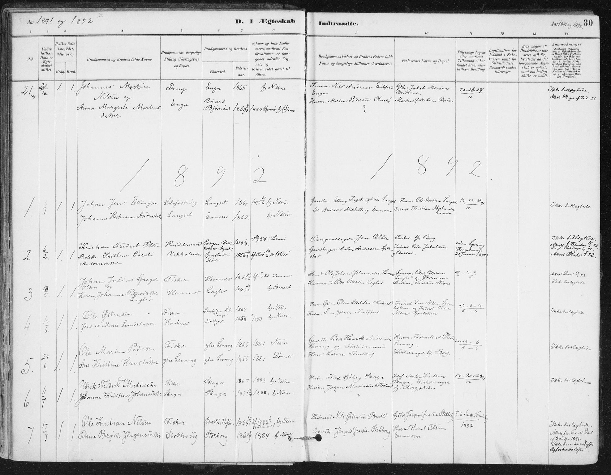 Ministerialprotokoller, klokkerbøker og fødselsregistre - Nordland, AV/SAT-A-1459/838/L0553: Parish register (official) no. 838A11, 1880-1910, p. 30