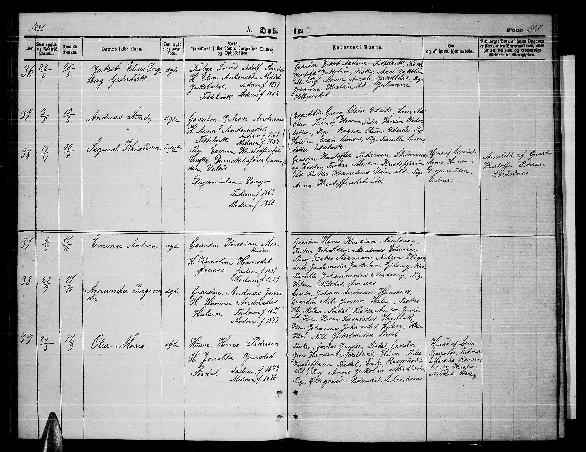 Ministerialprotokoller, klokkerbøker og fødselsregistre - Nordland, SAT/A-1459/859/L0858: Parish register (copy) no. 859C04, 1873-1886, p. 118