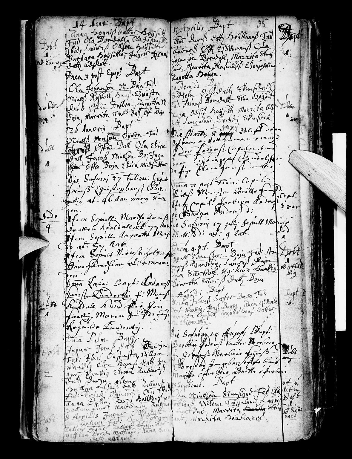 Os sokneprestembete, SAB/A-99929: Parish register (official) no. A 6, 1669-1719, p. 35