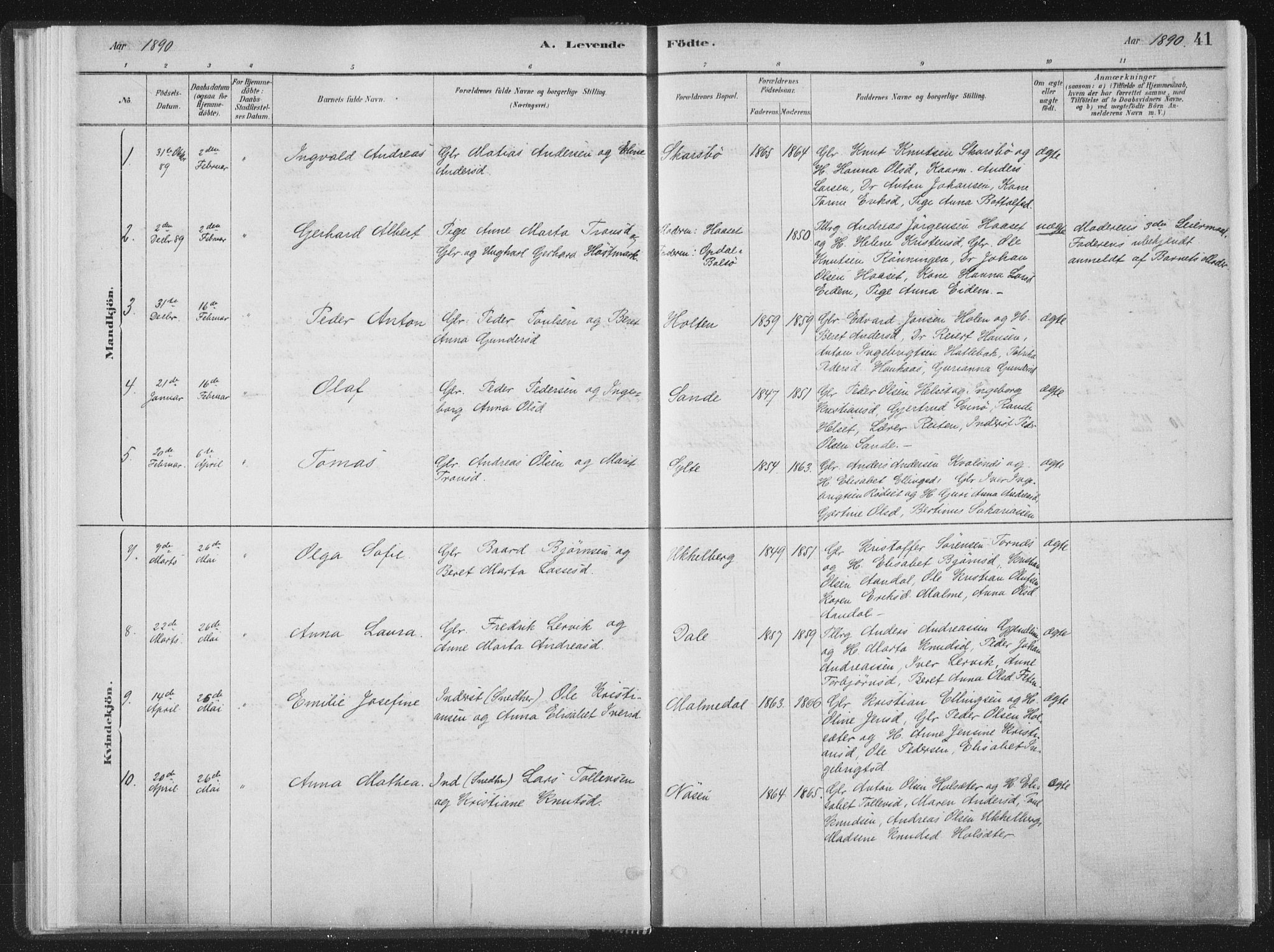 Ministerialprotokoller, klokkerbøker og fødselsregistre - Møre og Romsdal, SAT/A-1454/564/L0740: Parish register (official) no. 564A01, 1880-1899, p. 41
