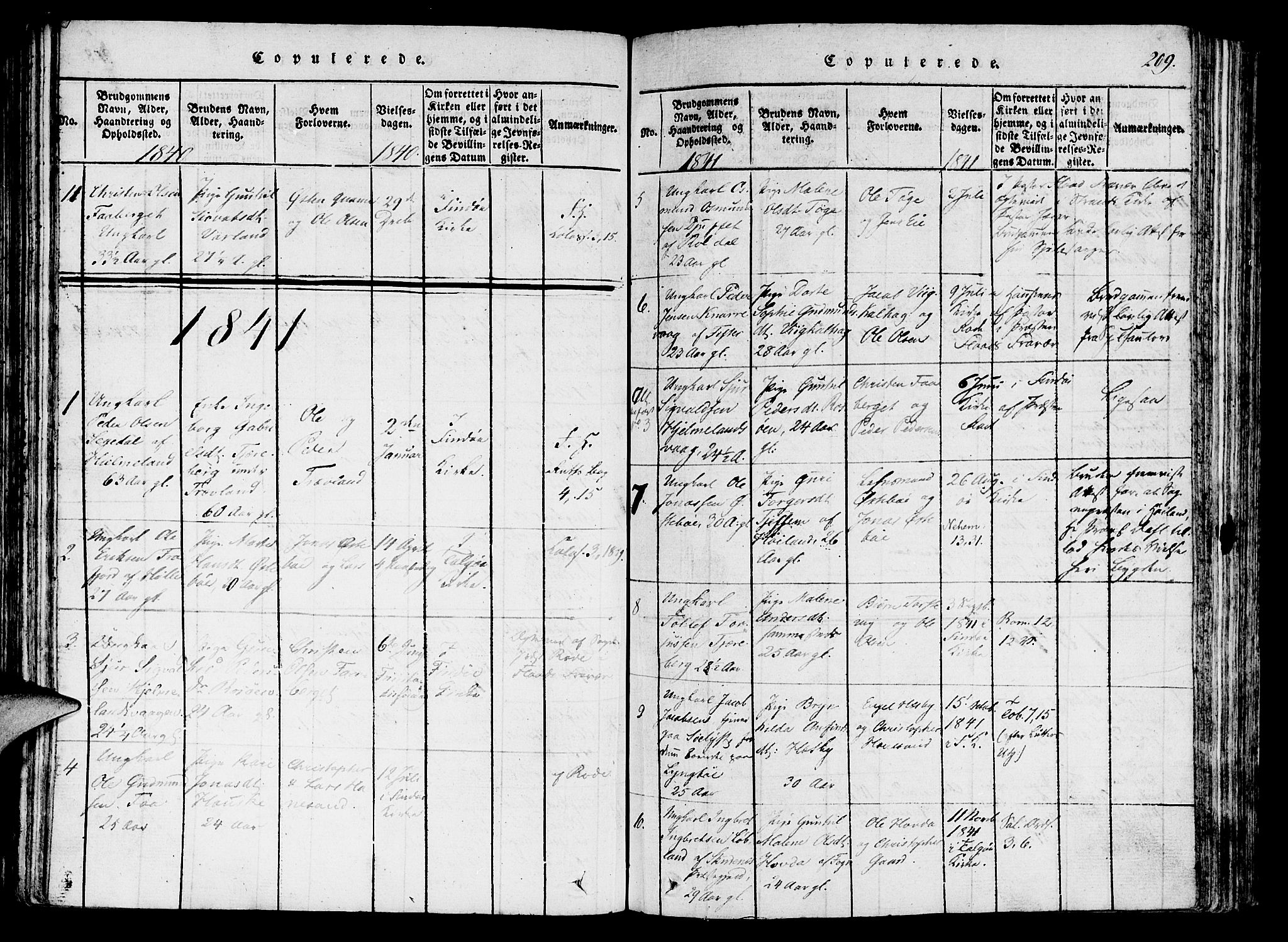 Finnøy sokneprestkontor, SAST/A-101825/H/Ha/Haa/L0006: Parish register (official) no. A 6, 1816-1846, p. 209
