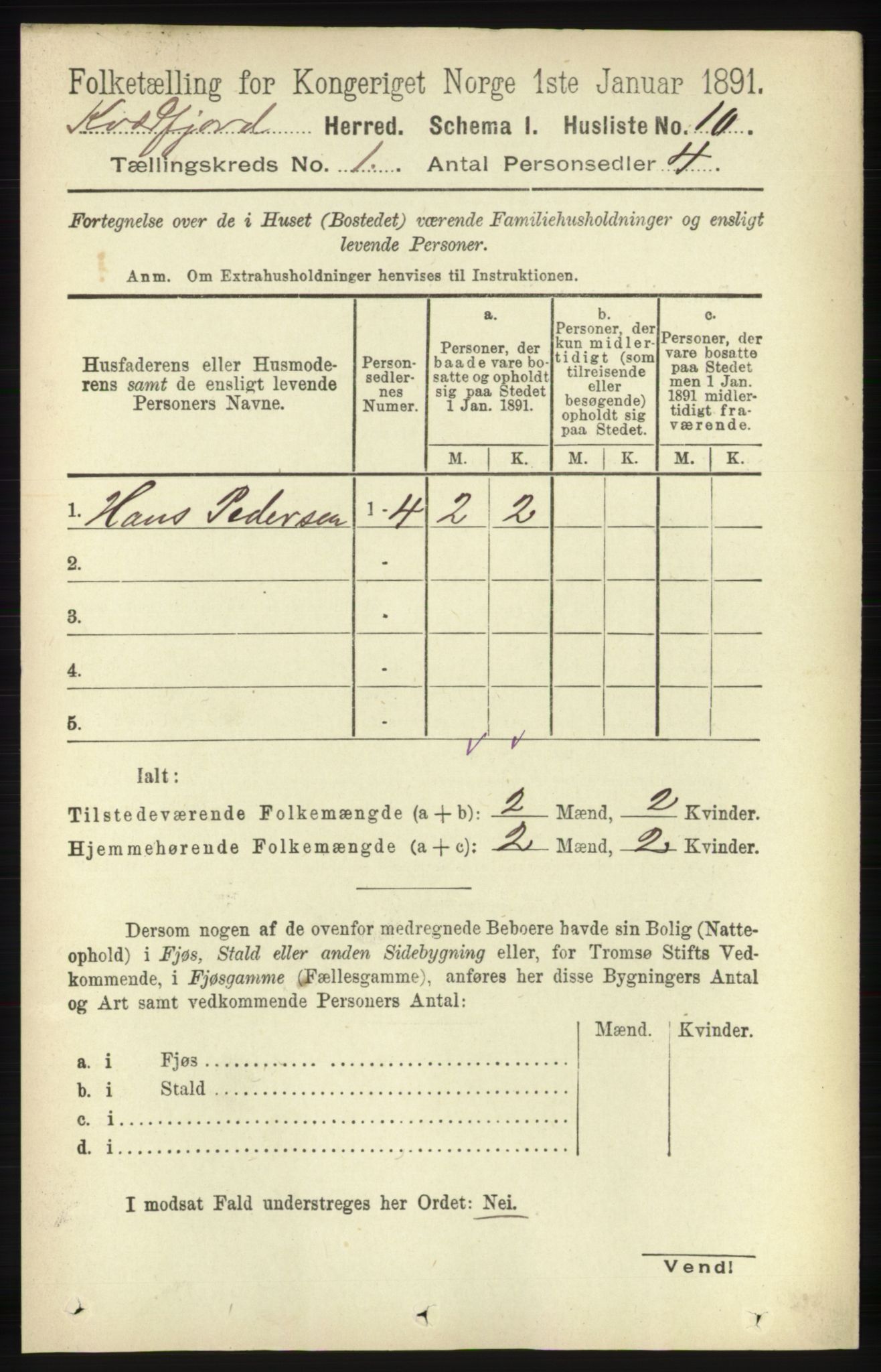 RA, 1891 census for 1911 Kvæfjord, 1891, p. 30