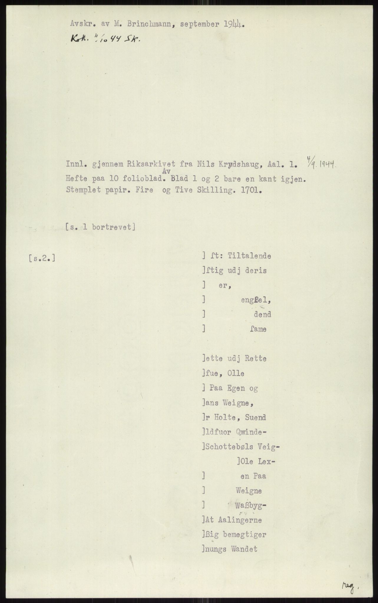 Samlinger til kildeutgivelse, Diplomavskriftsamlingen, AV/RA-EA-4053/H/Ha, p. 984