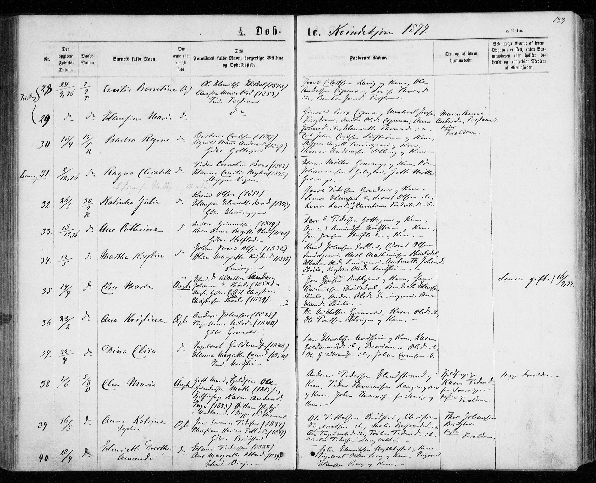 Tranøy sokneprestkontor, AV/SATØ-S-1313/I/Ia/Iaa/L0008kirke: Parish register (official) no. 8, 1867-1877, p. 133