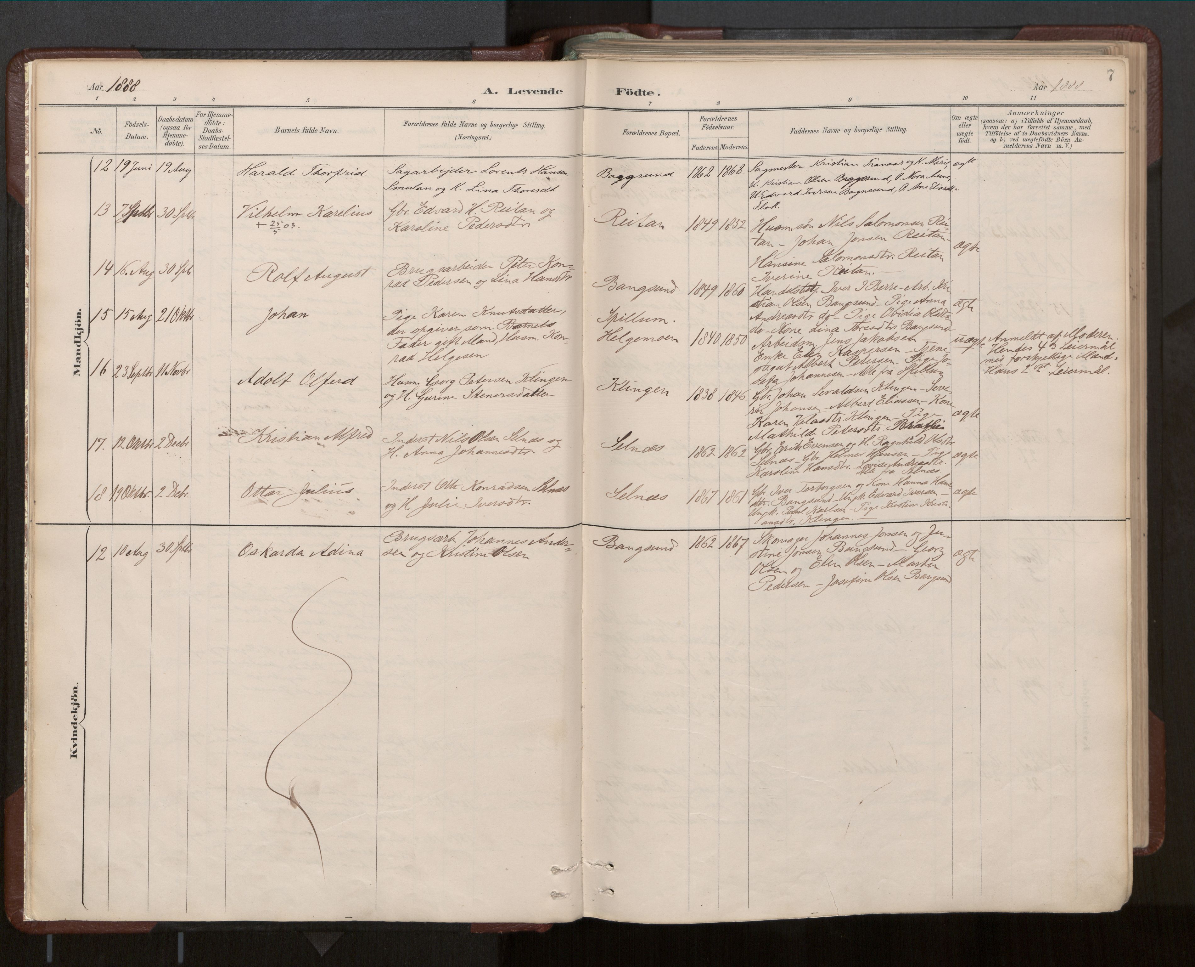 Ministerialprotokoller, klokkerbøker og fødselsregistre - Nord-Trøndelag, SAT/A-1458/770/L0589: Parish register (official) no. 770A03, 1887-1929, p. 7
