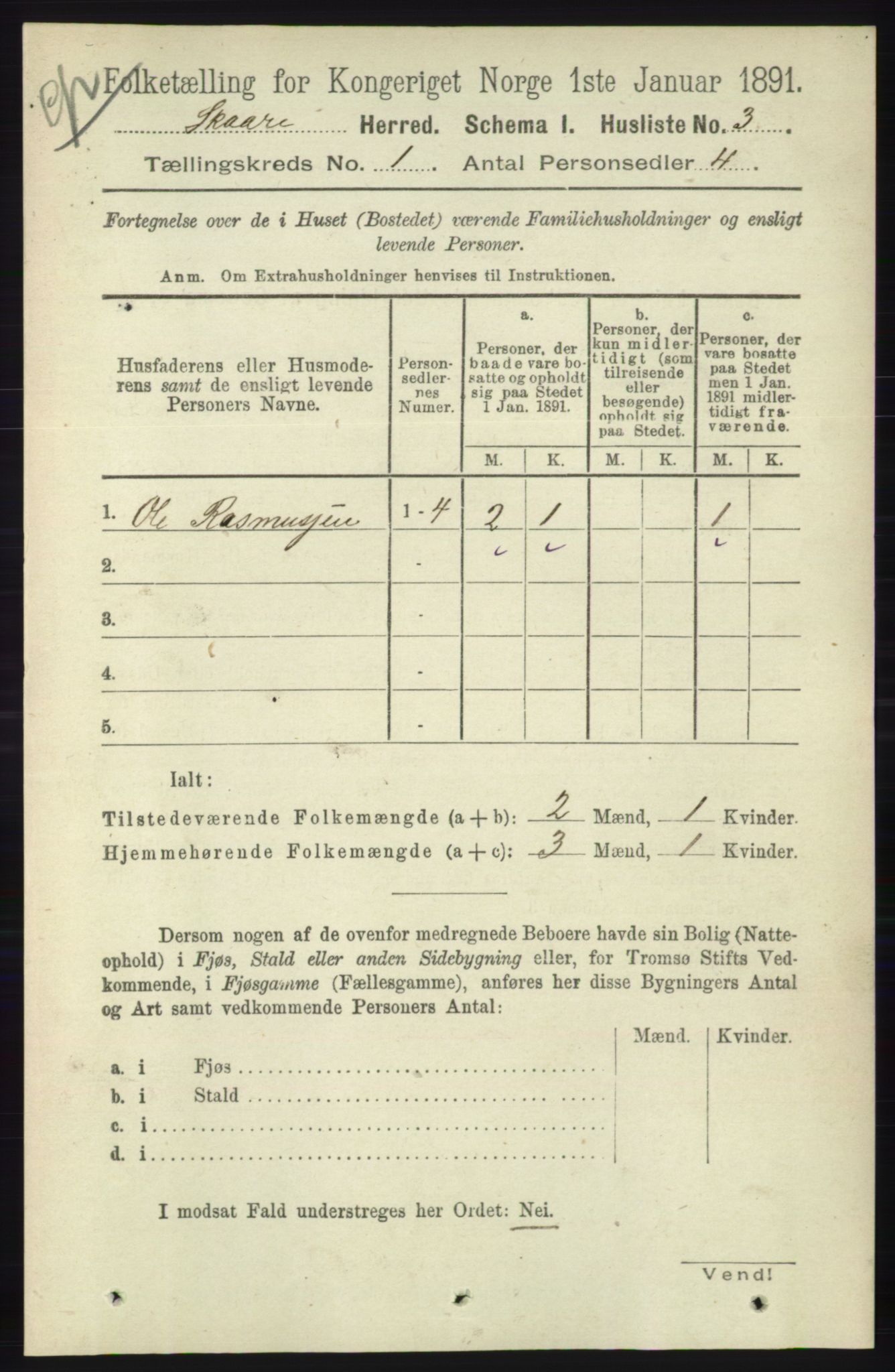 RA, 1891 census for 1153 Skåre, 1891, p. 20