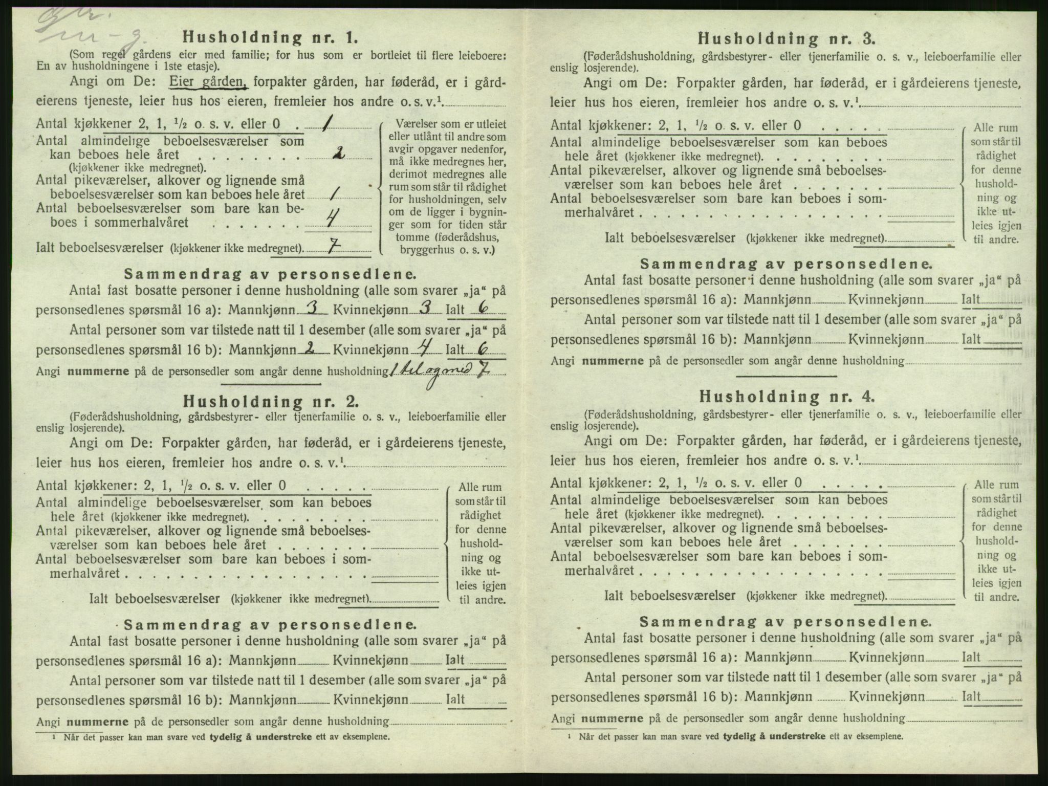 SAT, 1920 census for Nesna, 1920, p. 54