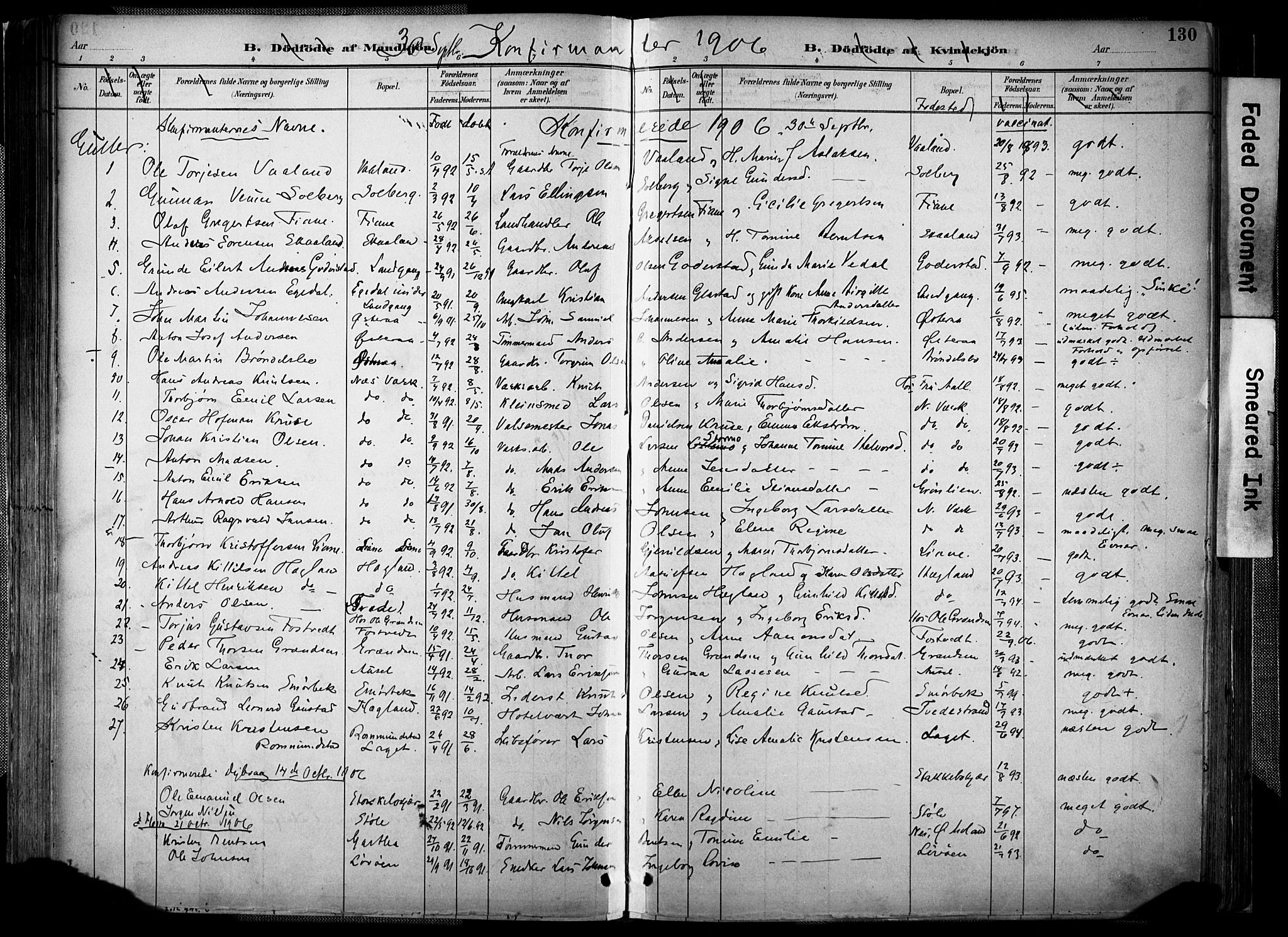 Holt sokneprestkontor, SAK/1111-0021/F/Fa/L0012: Parish register (official) no. A 12, 1885-1907, p. 130