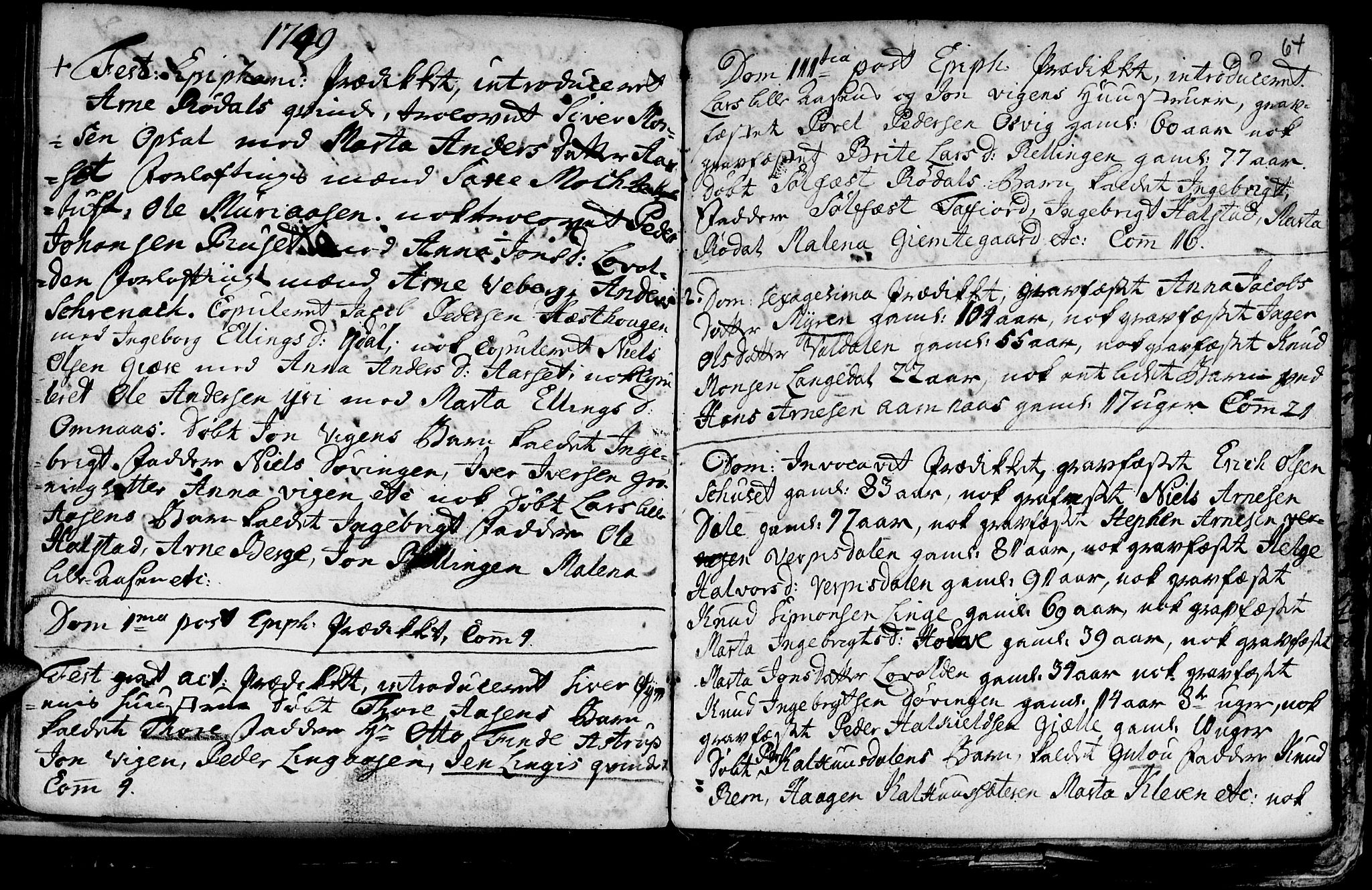 Ministerialprotokoller, klokkerbøker og fødselsregistre - Møre og Romsdal, SAT/A-1454/519/L0240: Parish register (official) no. 519A01 /1, 1736-1760, p. 64