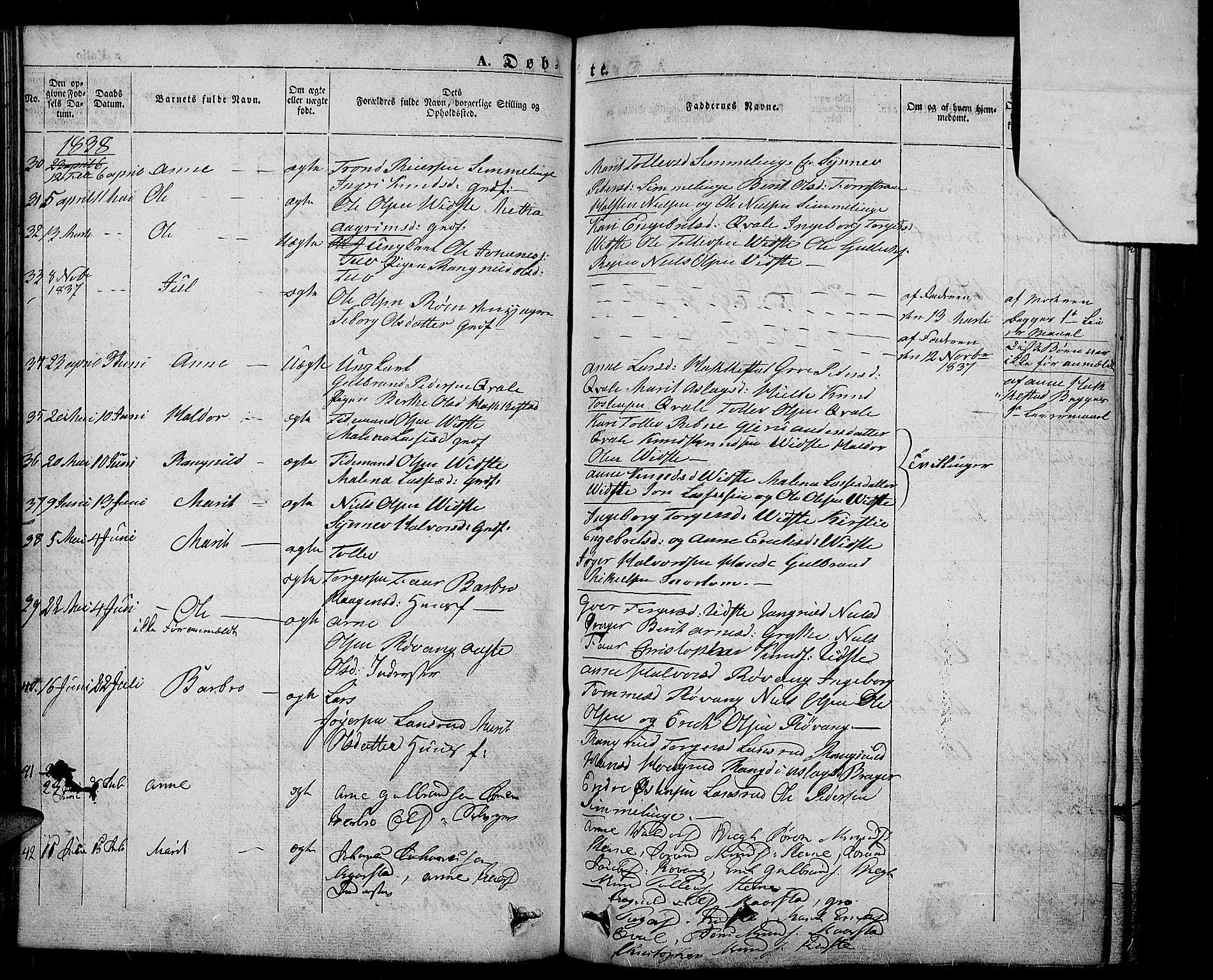 Slidre prestekontor, SAH/PREST-134/H/Ha/Haa/L0003: Parish register (official) no. 3, 1831-1843, p. 55