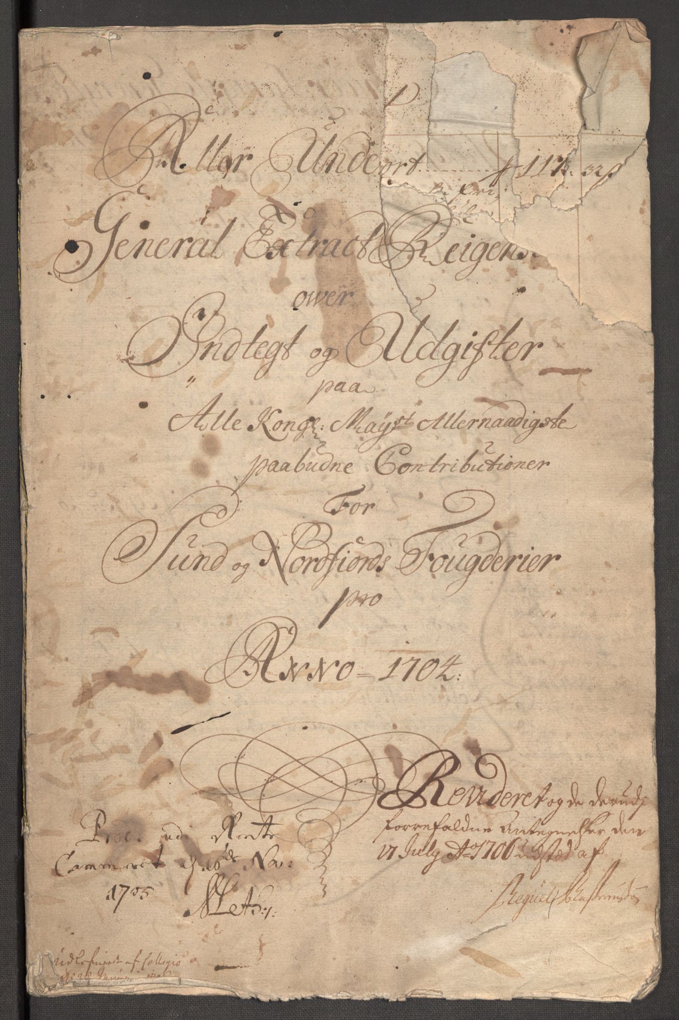 Rentekammeret inntil 1814, Reviderte regnskaper, Fogderegnskap, RA/EA-4092/R53/L3428: Fogderegnskap Sunn- og Nordfjord, 1704, p. 3