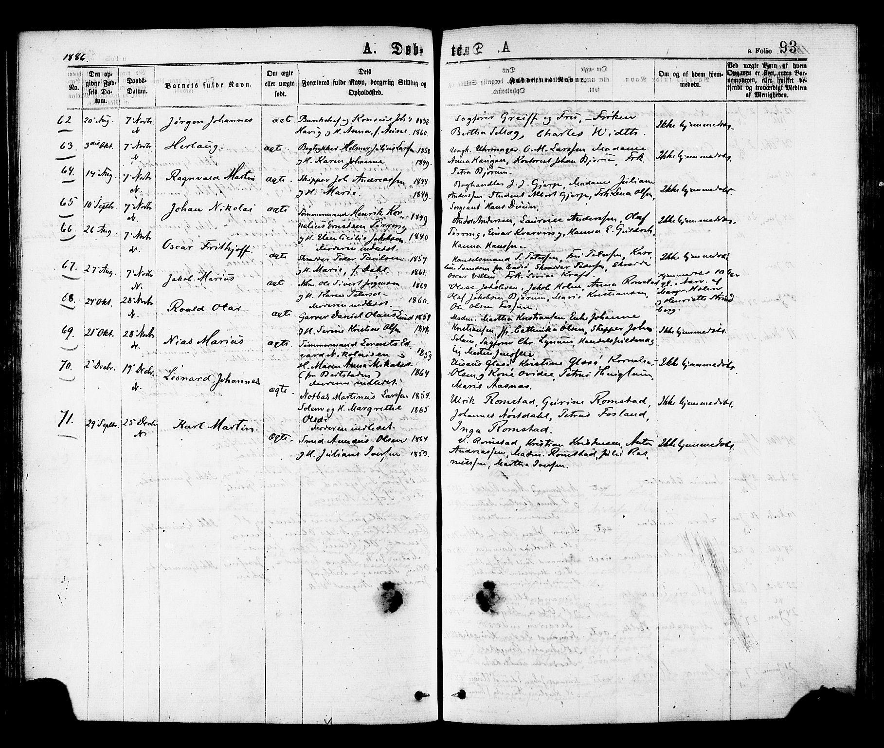 Ministerialprotokoller, klokkerbøker og fødselsregistre - Nord-Trøndelag, SAT/A-1458/768/L0572: Parish register (official) no. 768A07, 1874-1886, p. 93