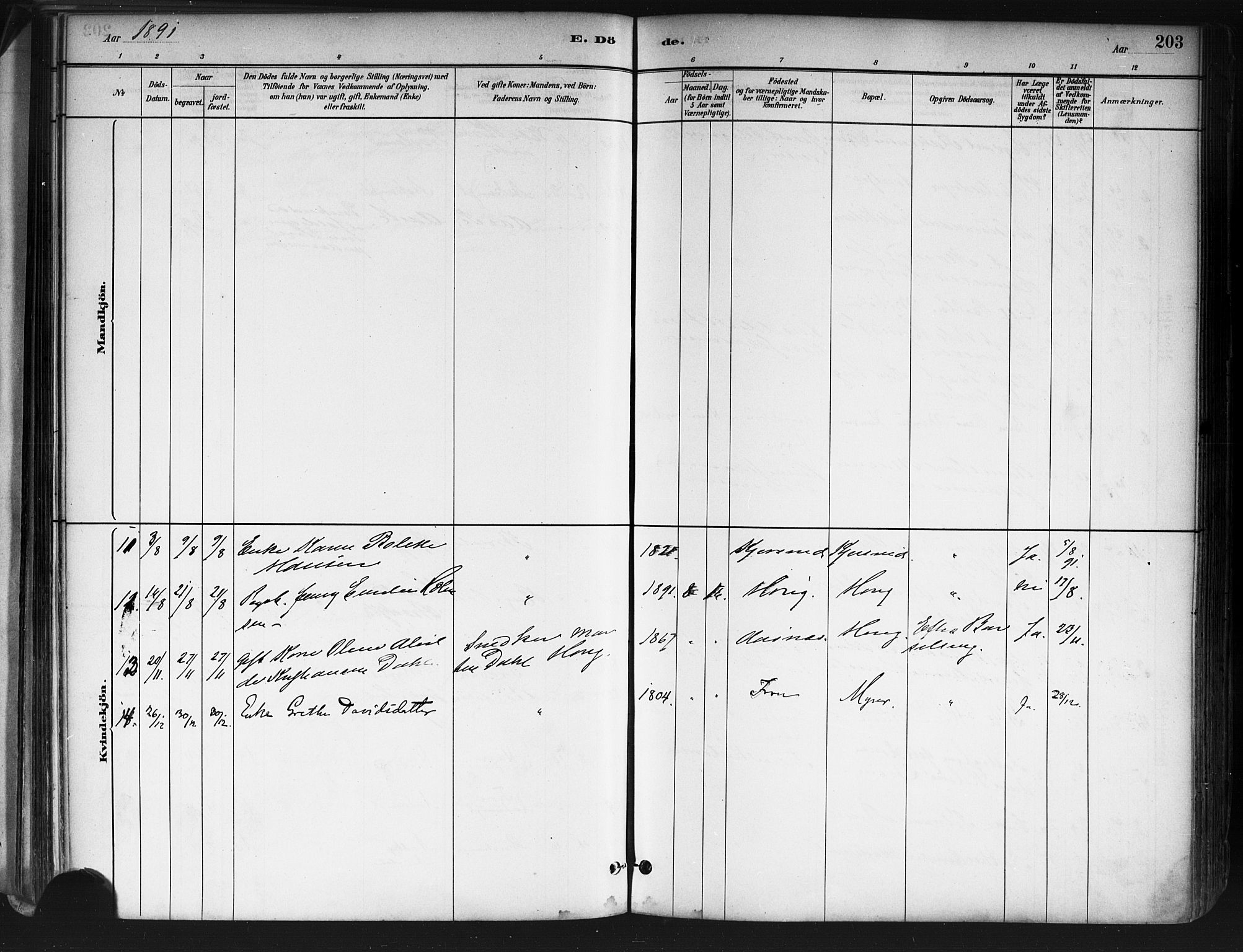 Ås prestekontor Kirkebøker, SAO/A-10894/F/Fa/L0009: Parish register (official) no. I 9, 1881-1900, p. 203