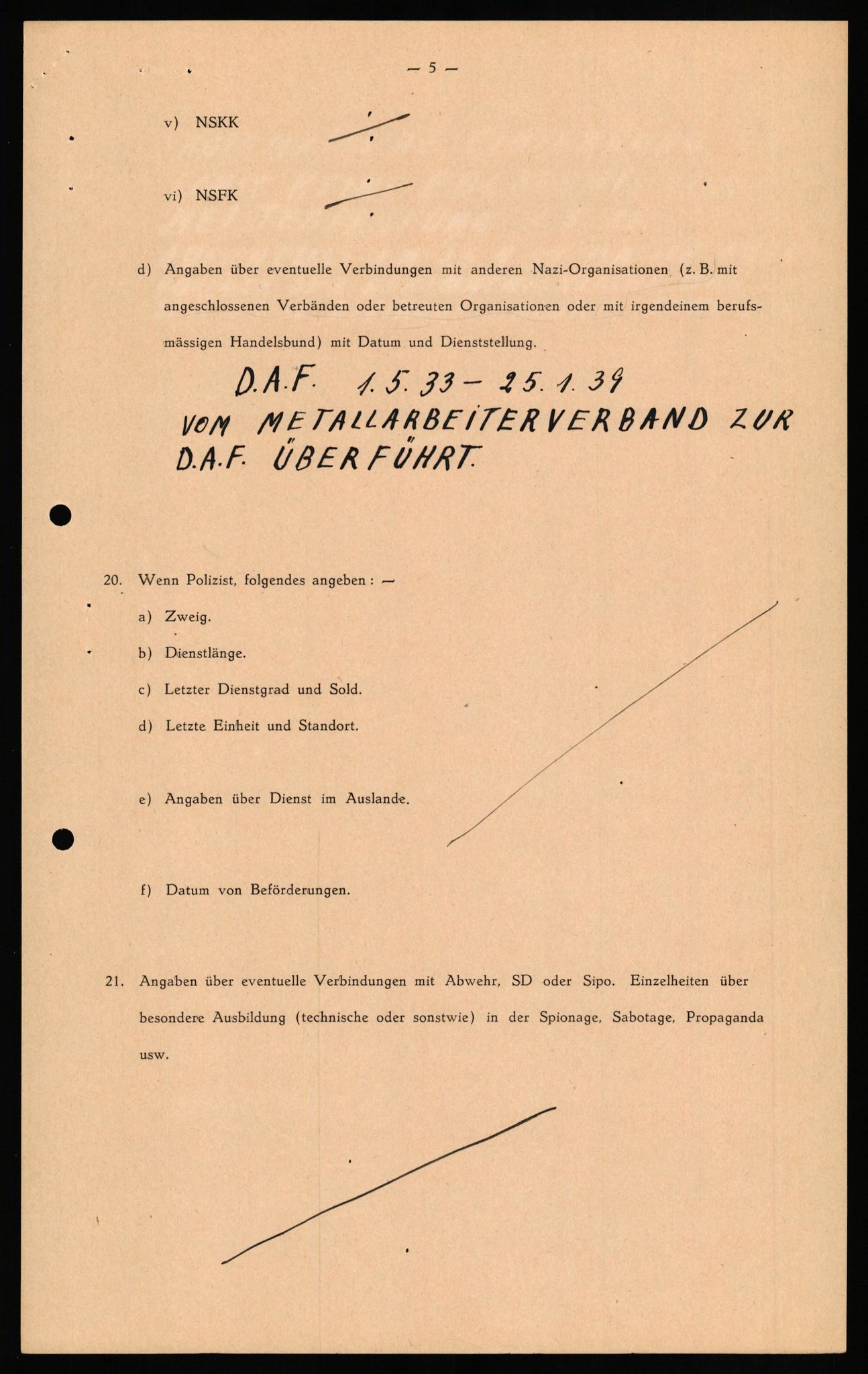 Forsvaret, Forsvarets overkommando II, AV/RA-RAFA-3915/D/Db/L0026: CI Questionaires. Tyske okkupasjonsstyrker i Norge. Tyskere., 1945-1946, p. 141