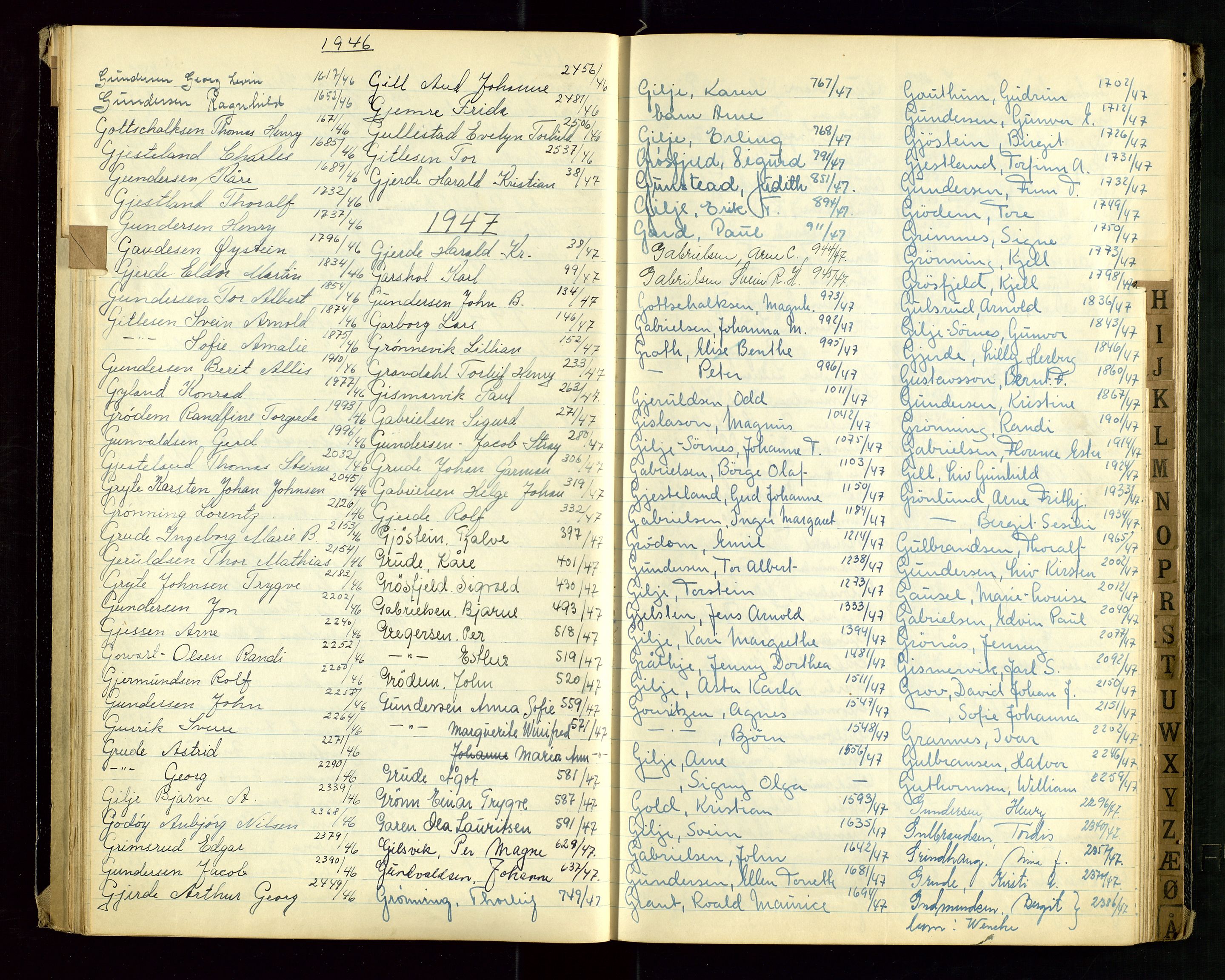 Stavanger politikammer, AV/SAST-A-100361/001/H/Hc/Hcd/Hcda/L0002: "Register for Passprotokoll", 1945-1948, p. 23