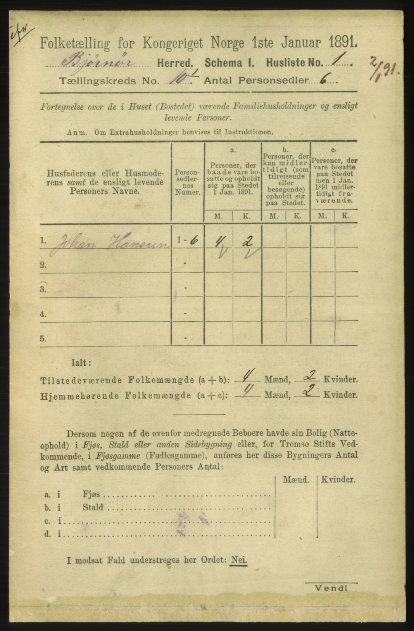 RA, 1891 census for 1632 Bjørnør, 1891, p. 4086