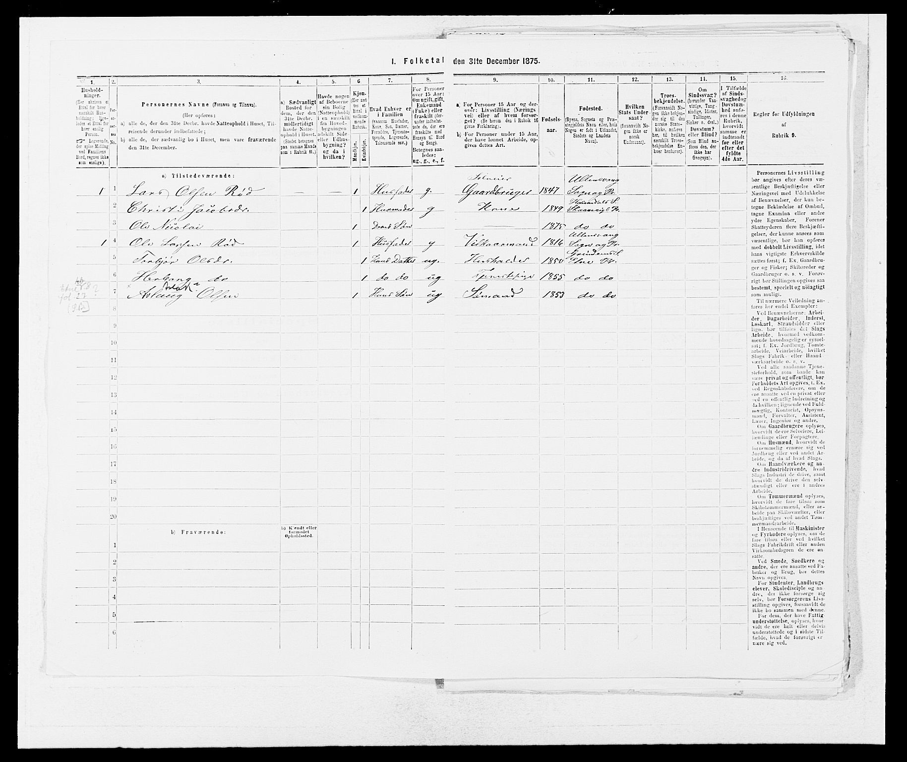 SAB, 1875 census for 1212P Skånevik, 1875, p. 26