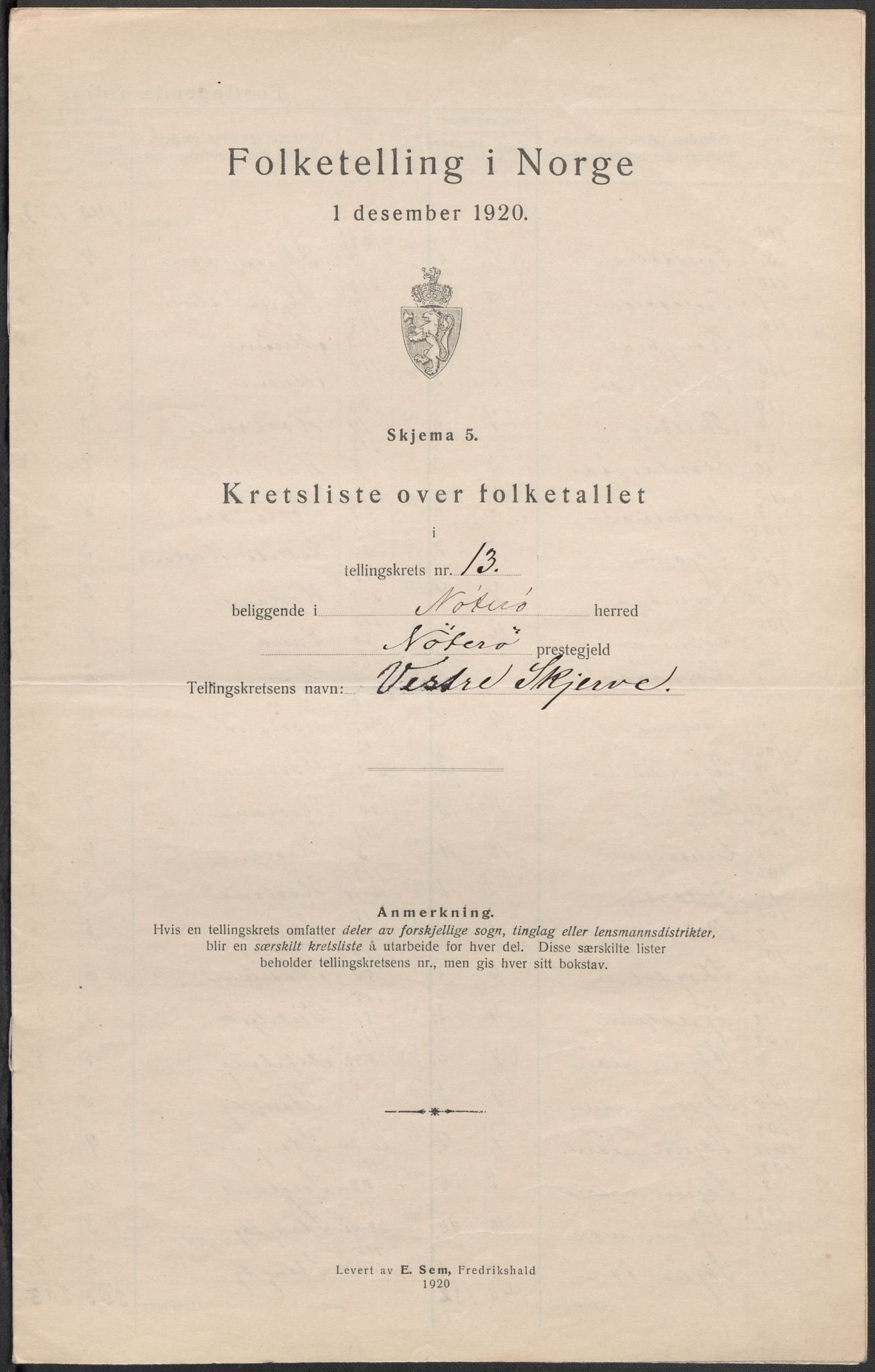 SAKO, 1920 census for Nøtterøy, 1920, p. 58