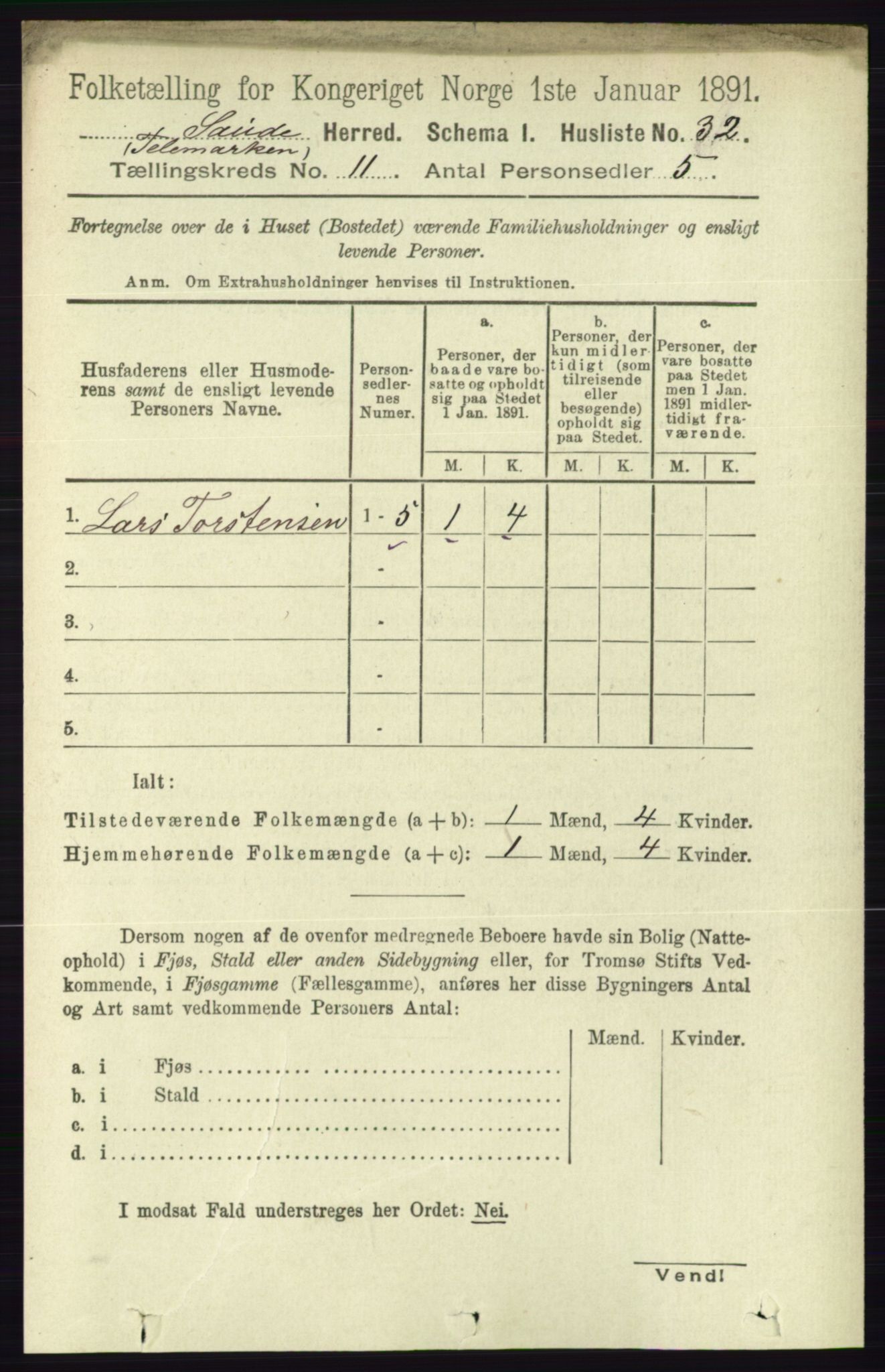 RA, 1891 census for 0822 Sauherad, 1891, p. 3373