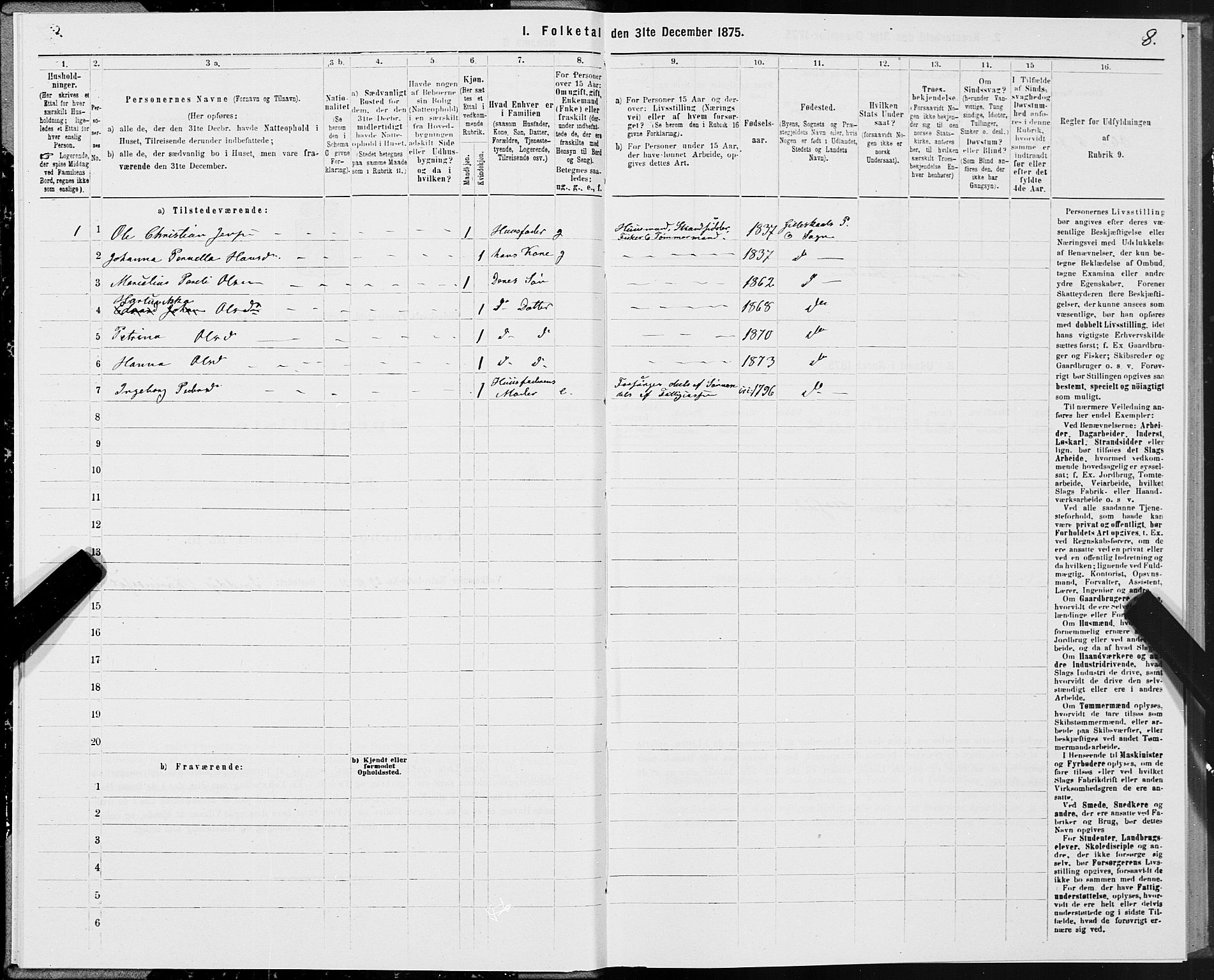 SAT, 1875 census for 1838P Gildeskål, 1875, p. 2008