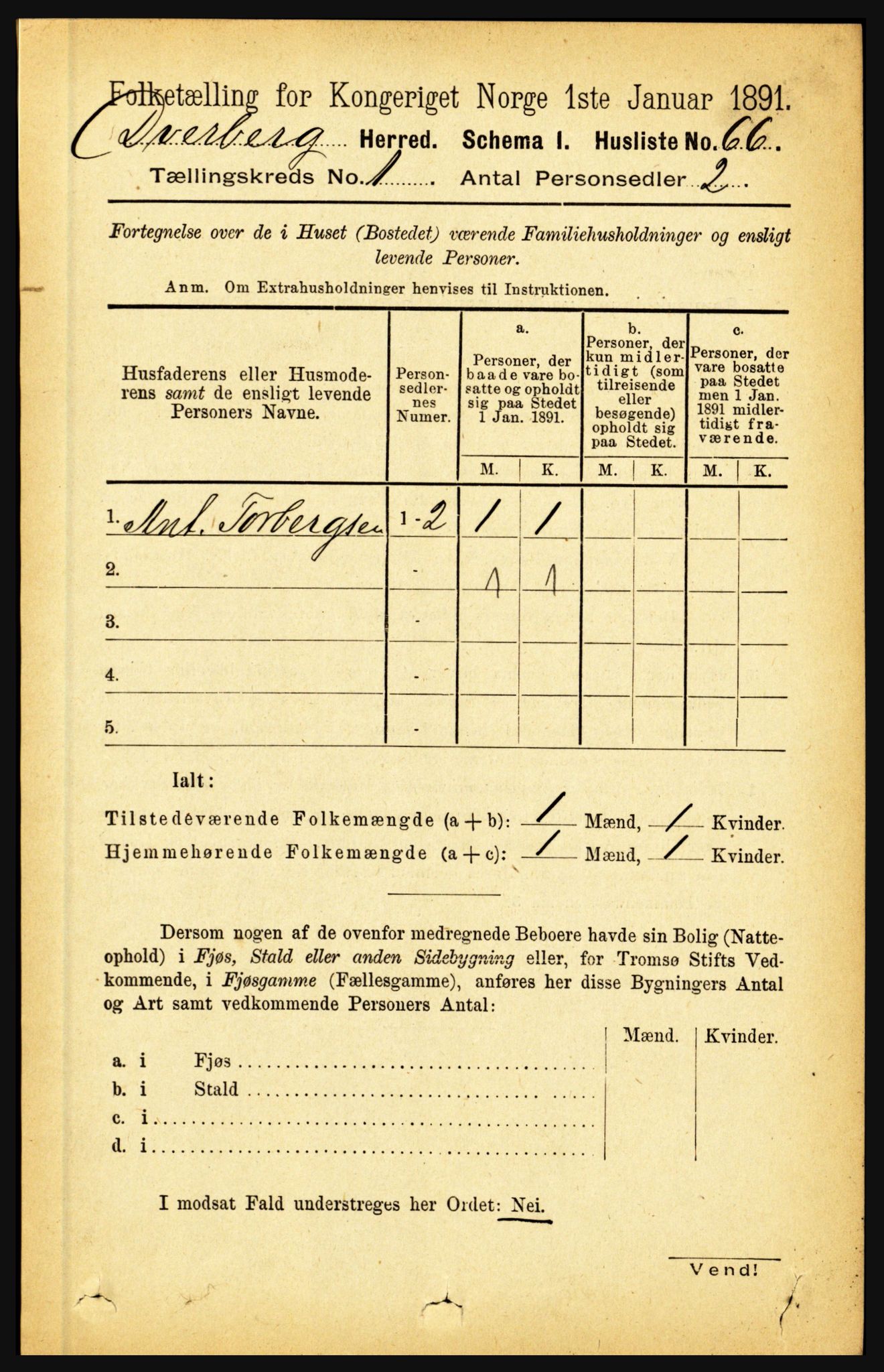 RA, 1891 census for 1872 Dverberg, 1891, p. 89