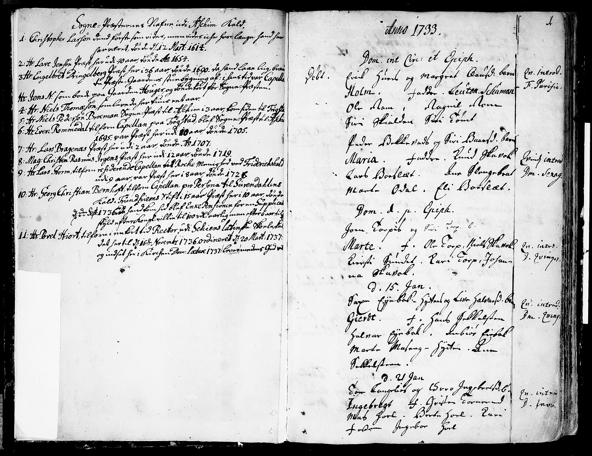 Askim prestekontor Kirkebøker, SAO/A-10900/F/Fa/L0001: Parish register (official) no. 1, 1733-1757, p. 1