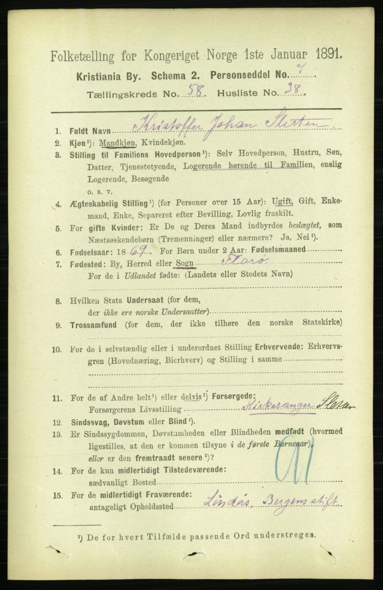 RA, 1891 census for 0301 Kristiania, 1891, p. 31110