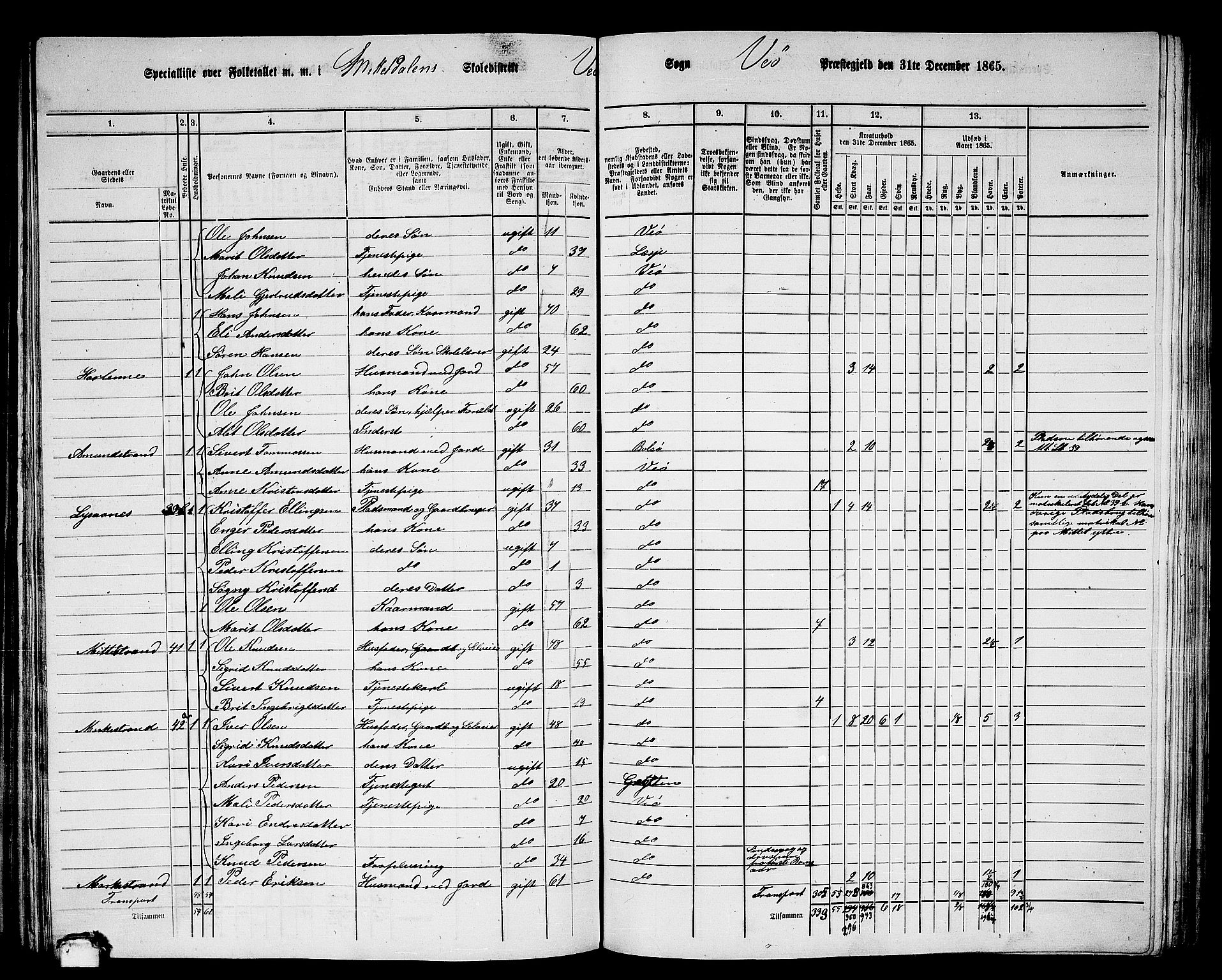 RA, 1865 census for Veøy, 1865, p. 34