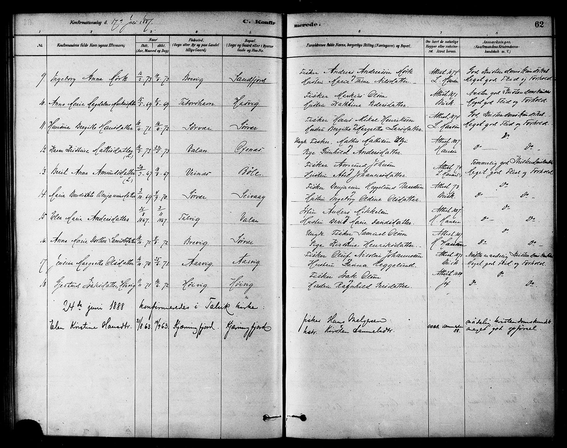 Loppa sokneprestkontor, SATØ/S-1339/H/Ha/L0007kirke: Parish register (official) no. 7, 1879-1889, p. 62