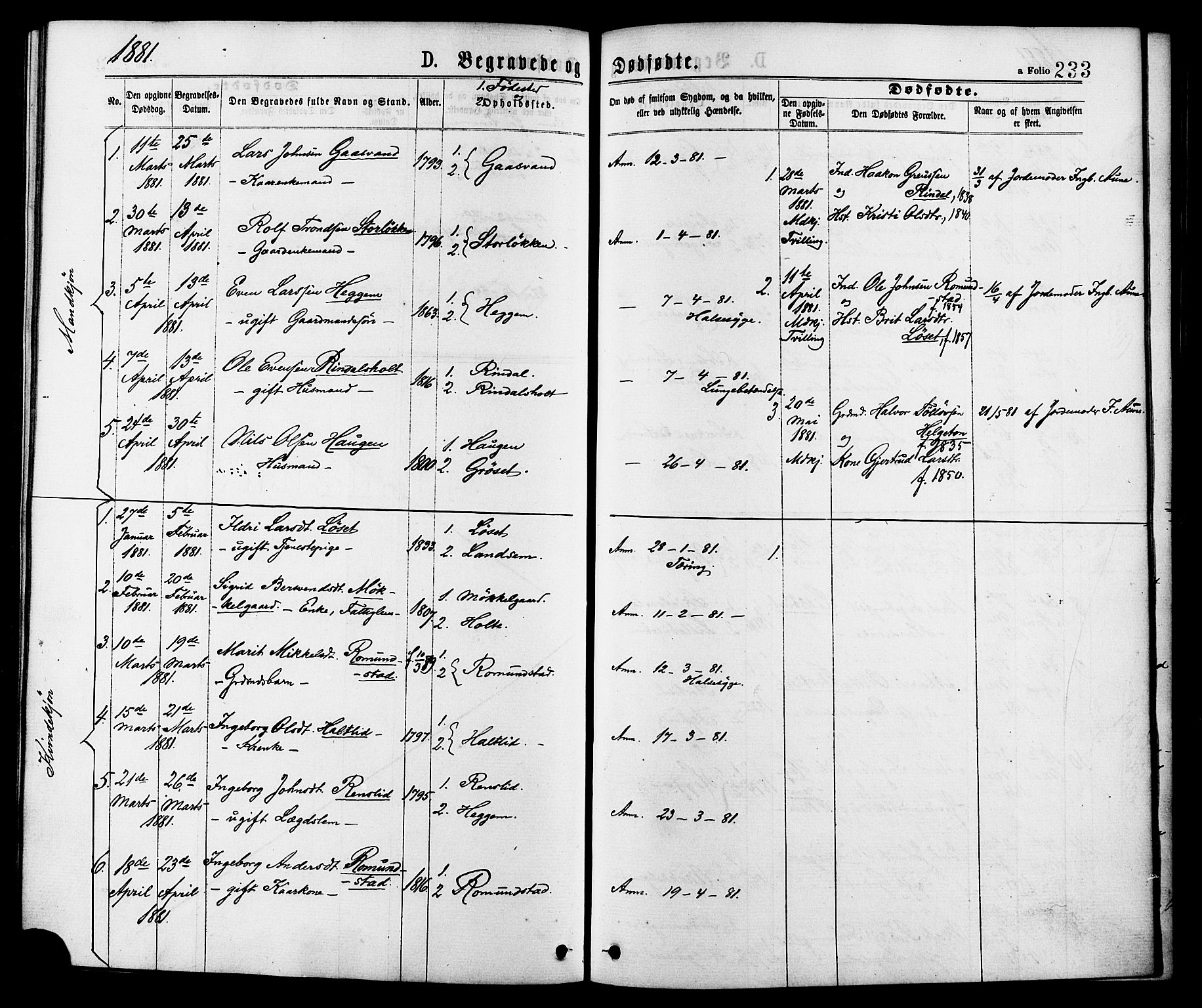 Ministerialprotokoller, klokkerbøker og fødselsregistre - Møre og Romsdal, AV/SAT-A-1454/598/L1068: Parish register (official) no. 598A02, 1872-1881, p. 233