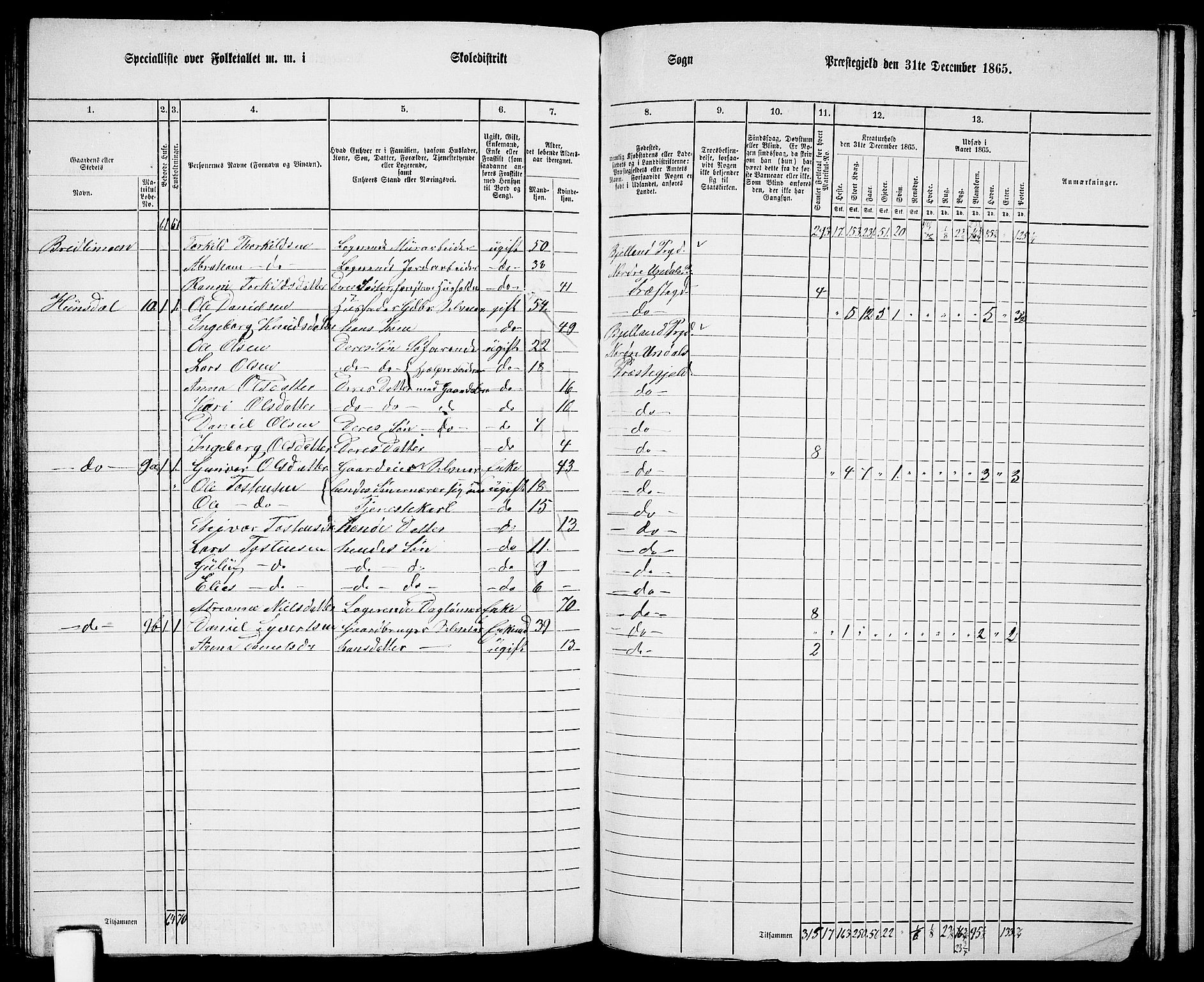 RA, 1865 census for Nord-Audnedal, 1865, p. 88