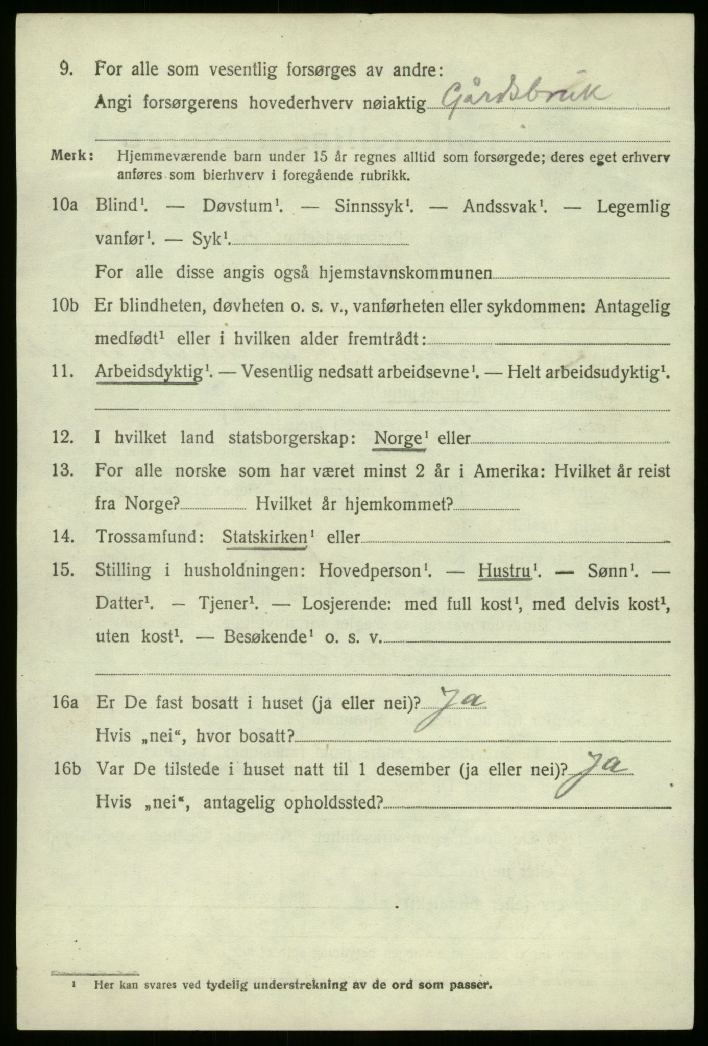 SAB, 1920 census for Jølster, 1920, p. 1961