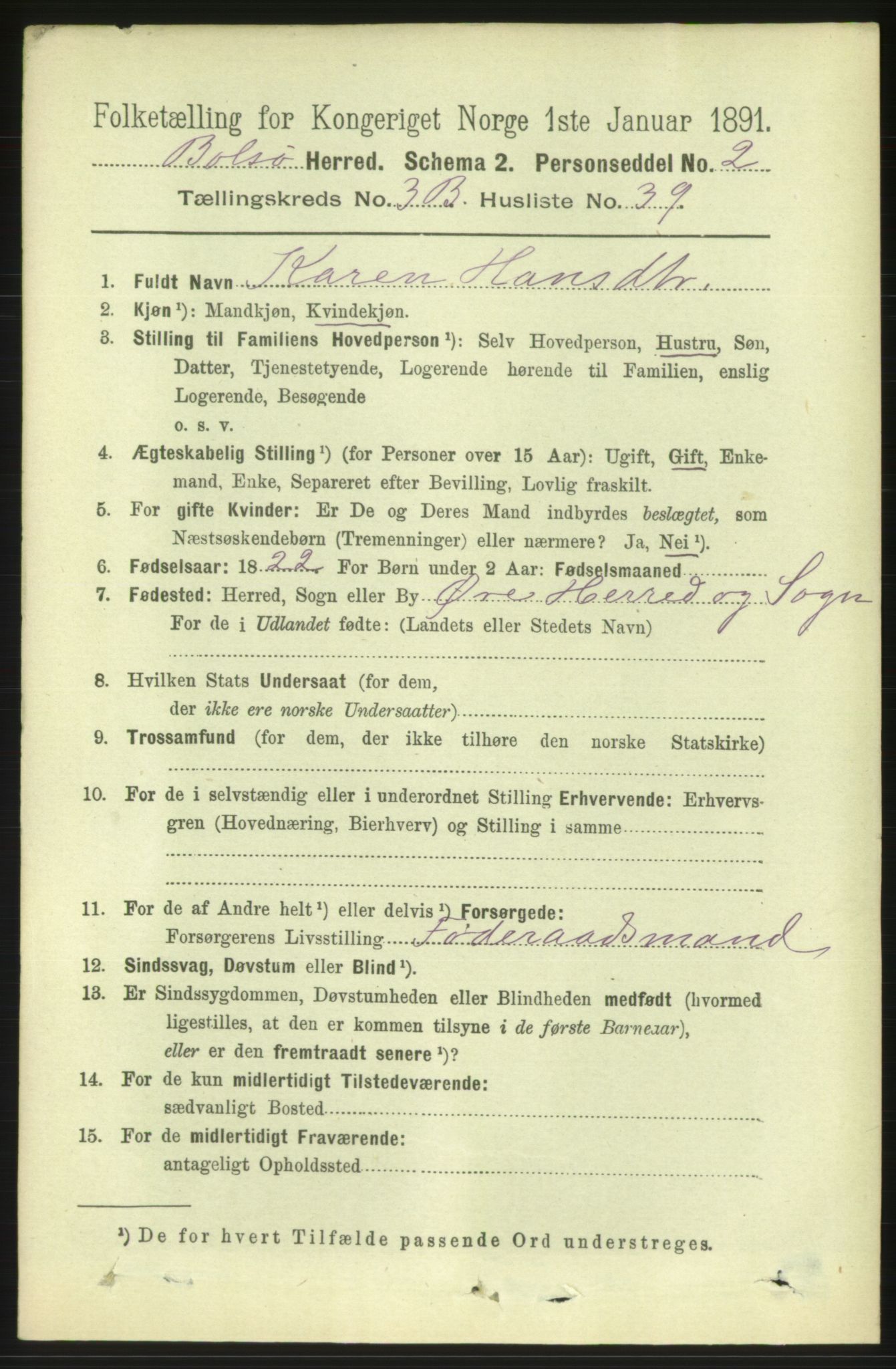 RA, 1891 census for 1544 Bolsøy, 1891, p. 2295