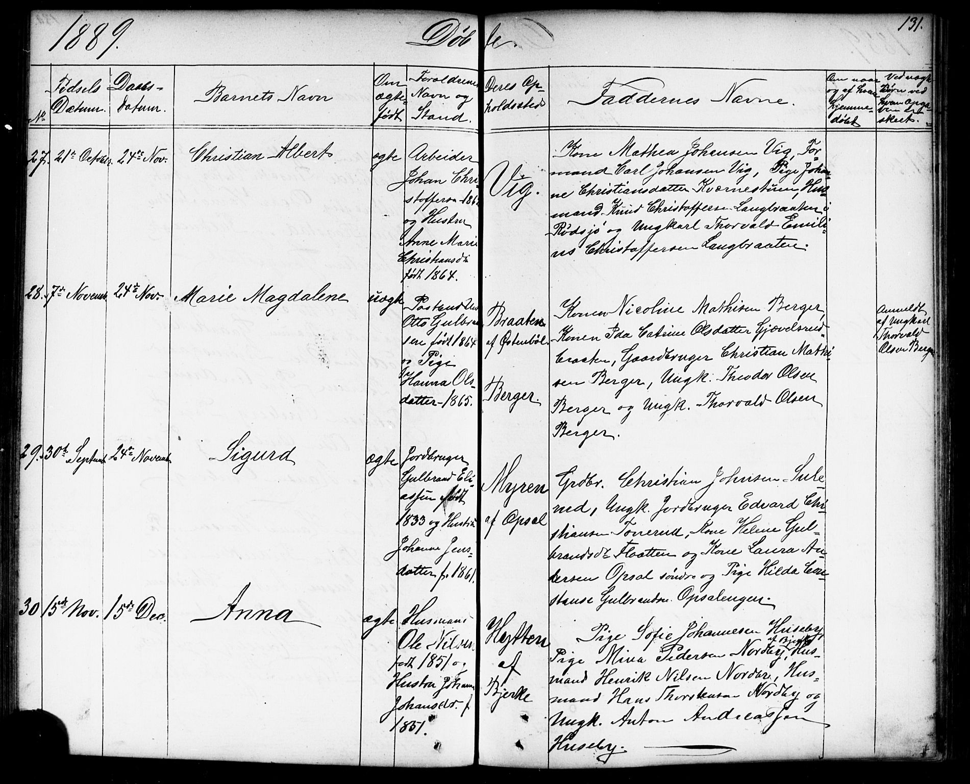 Enebakk prestekontor Kirkebøker, SAO/A-10171c/G/Gb/L0001: Parish register (copy) no. II 1, 1859-1890, p. 131