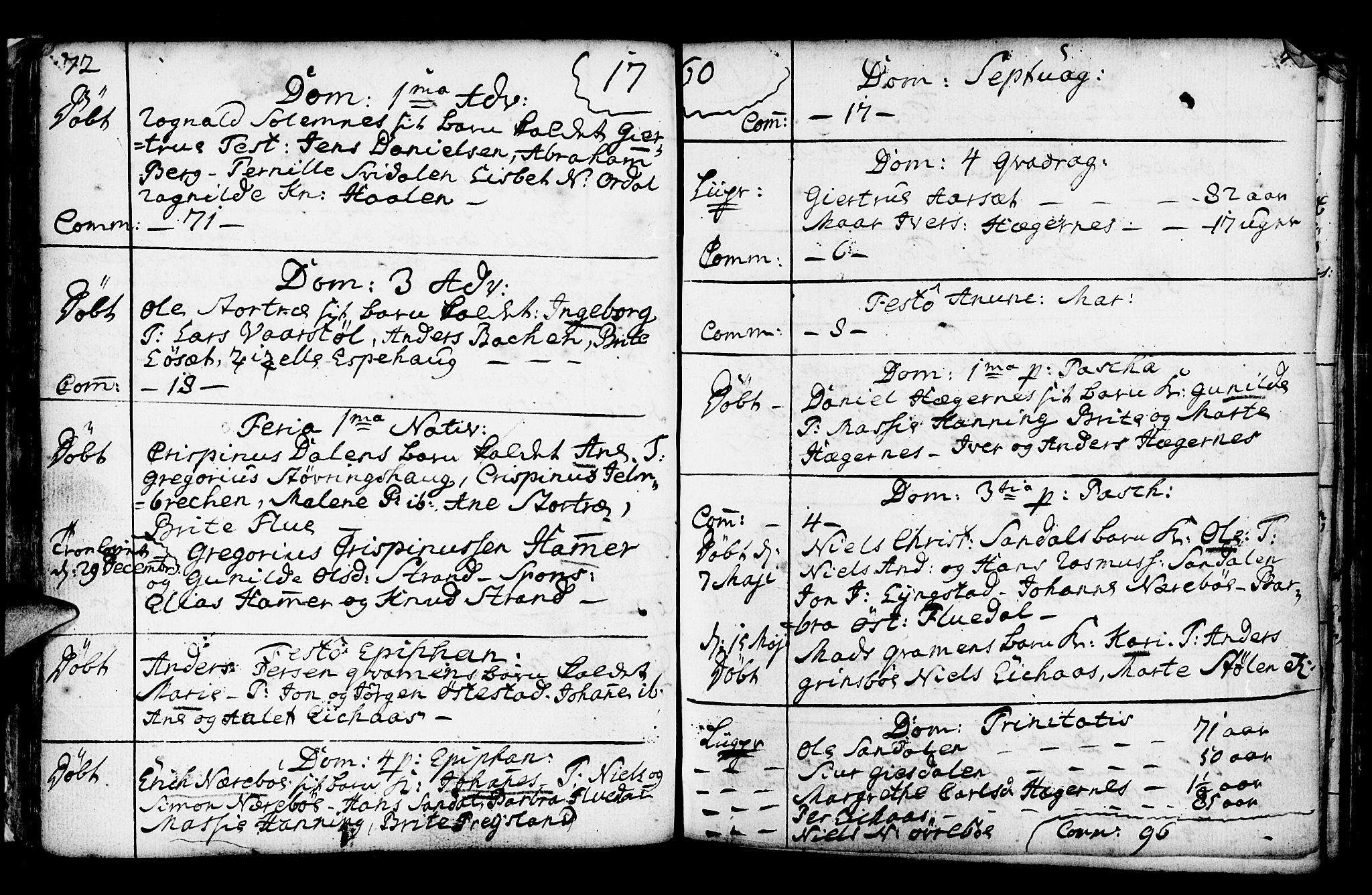 Jølster sokneprestembete, AV/SAB-A-80701/H/Haa/Haaa/L0003: Parish register (official) no. A 3, 1748-1789, p. 72-73